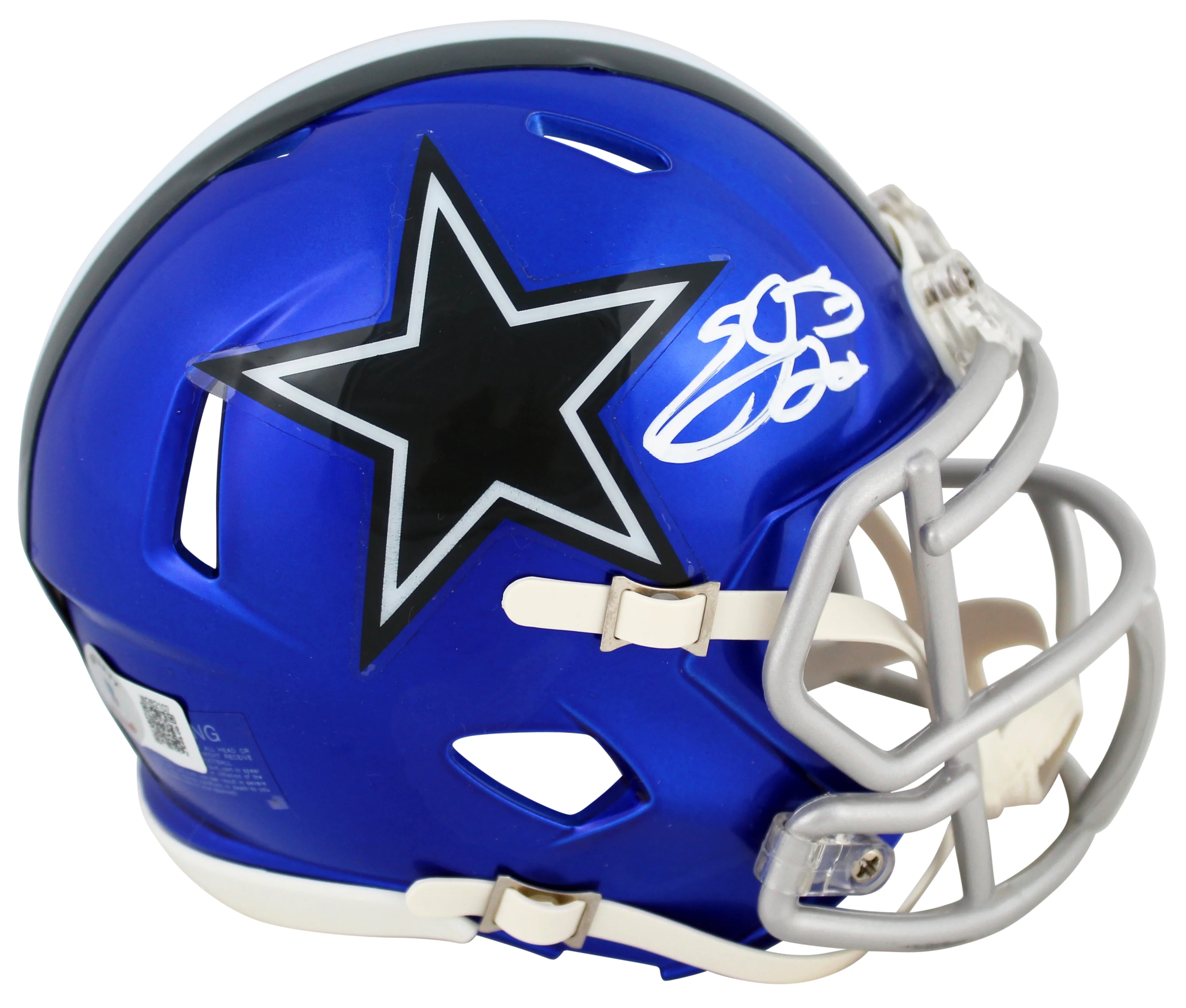 Cowboys Emmitt Smith Authentic Signed Flash Speed Mini Helmet BAS Witnessed - Image 3