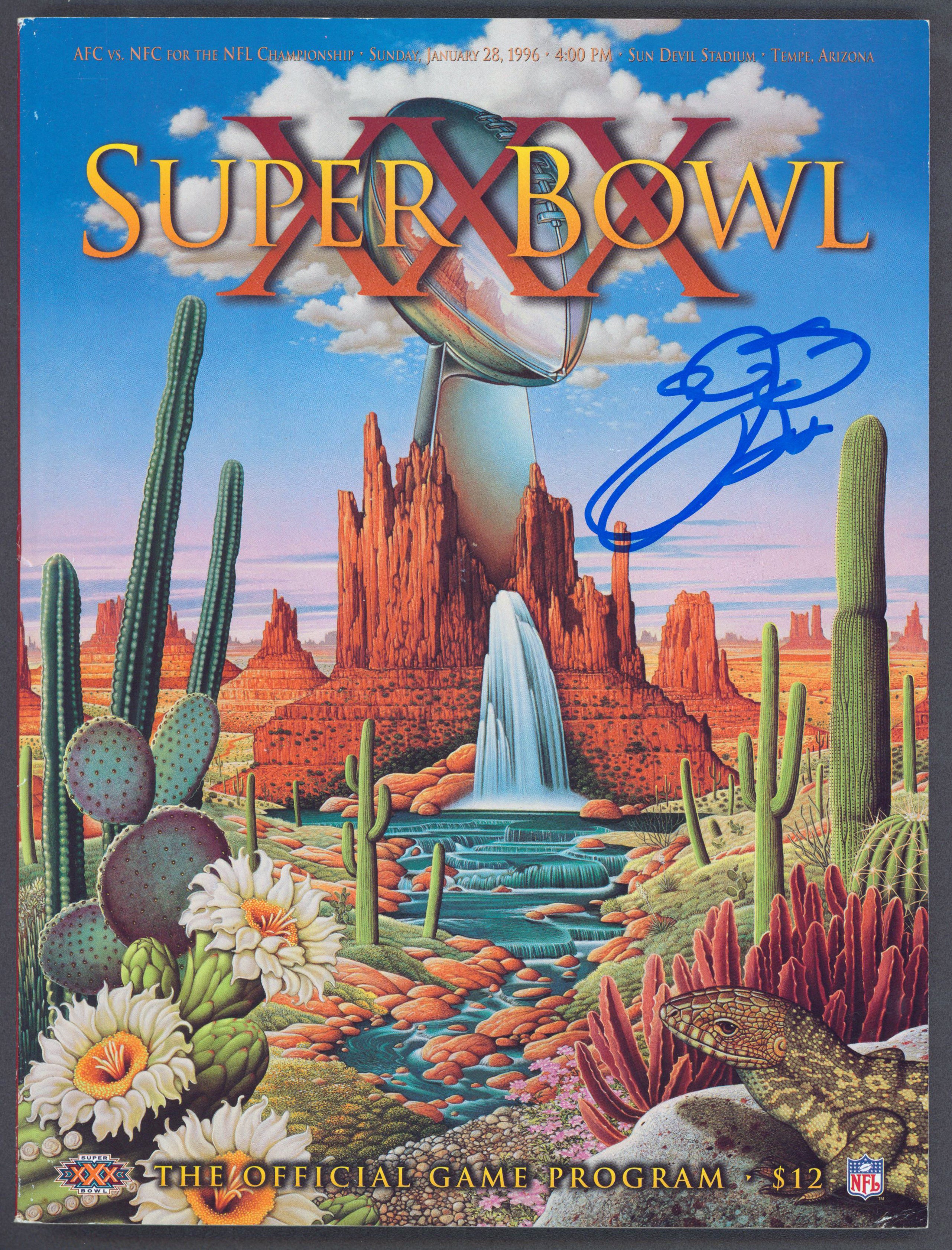 Cowboys Emmitt Smith Authentic Signed SB XXX Program BAS Witnessed #WK32394 - Image 2
