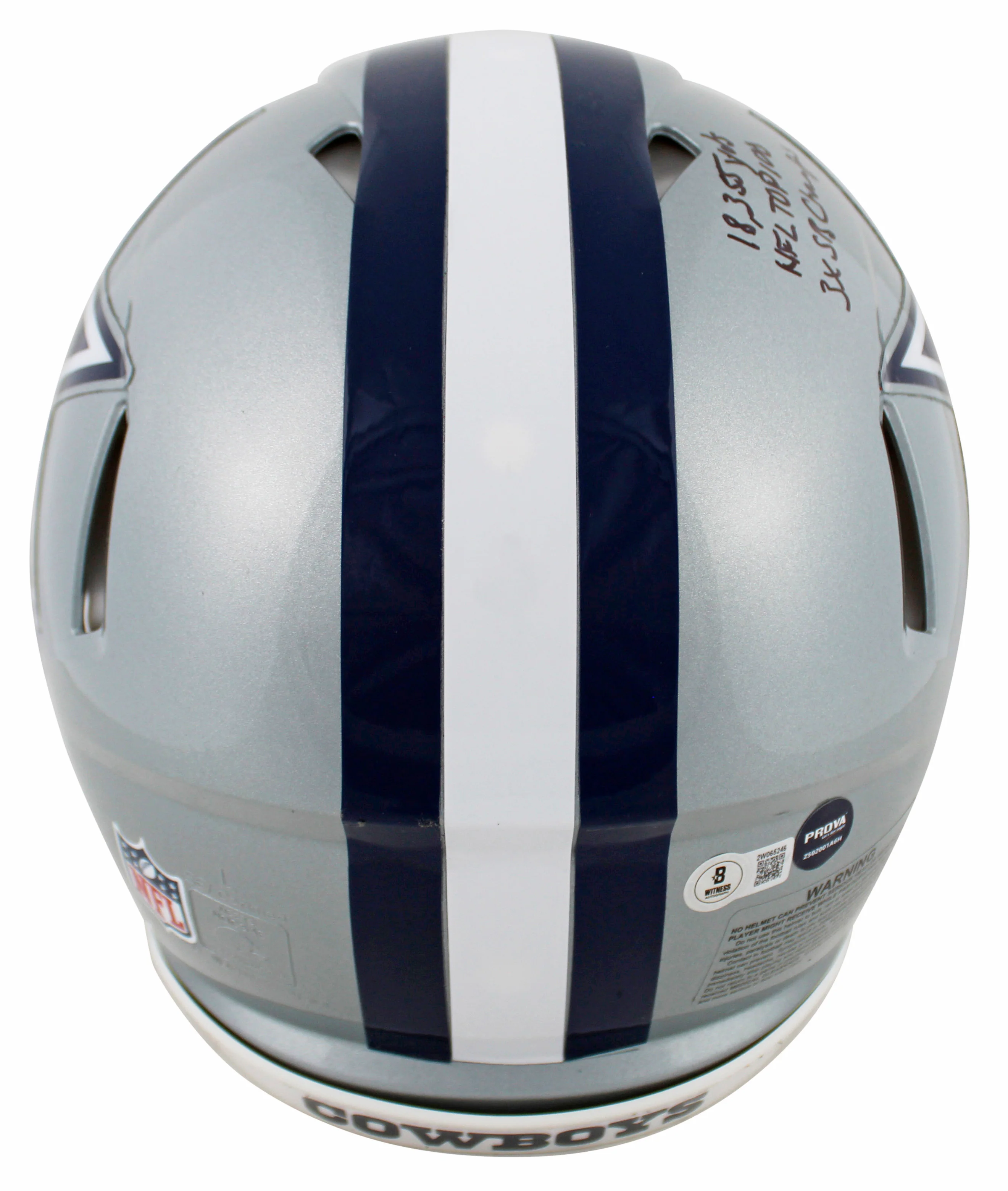 Cowboys Emmitt Smith "Career Stat" Signed F/S Speed Proline Helmet W/ Case BAS W - Image 4