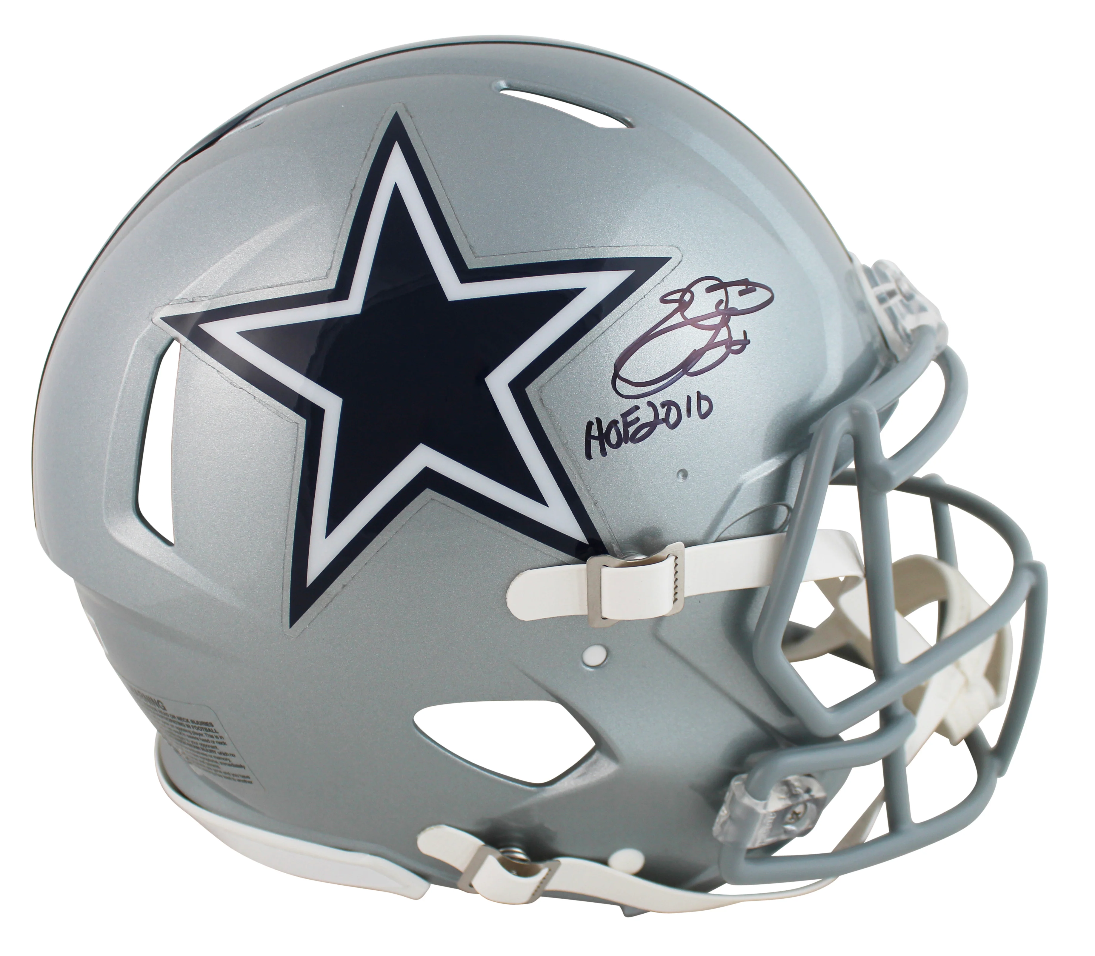 Cowboys Emmitt Smith "HOF 2010" Signed Full Size Speed Proline Helmet BAS Wit - Image 2