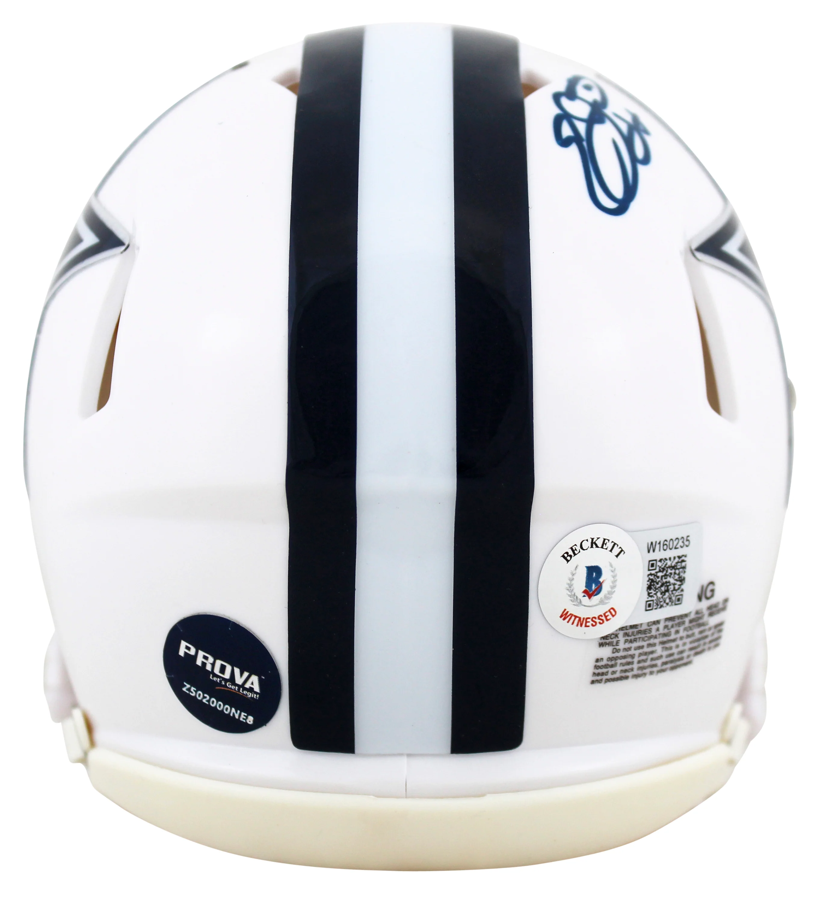 Cowboys Emmitt Smith Signed 2022 Alt White Speed Mini Helmet BAS Witnessed - Image 3