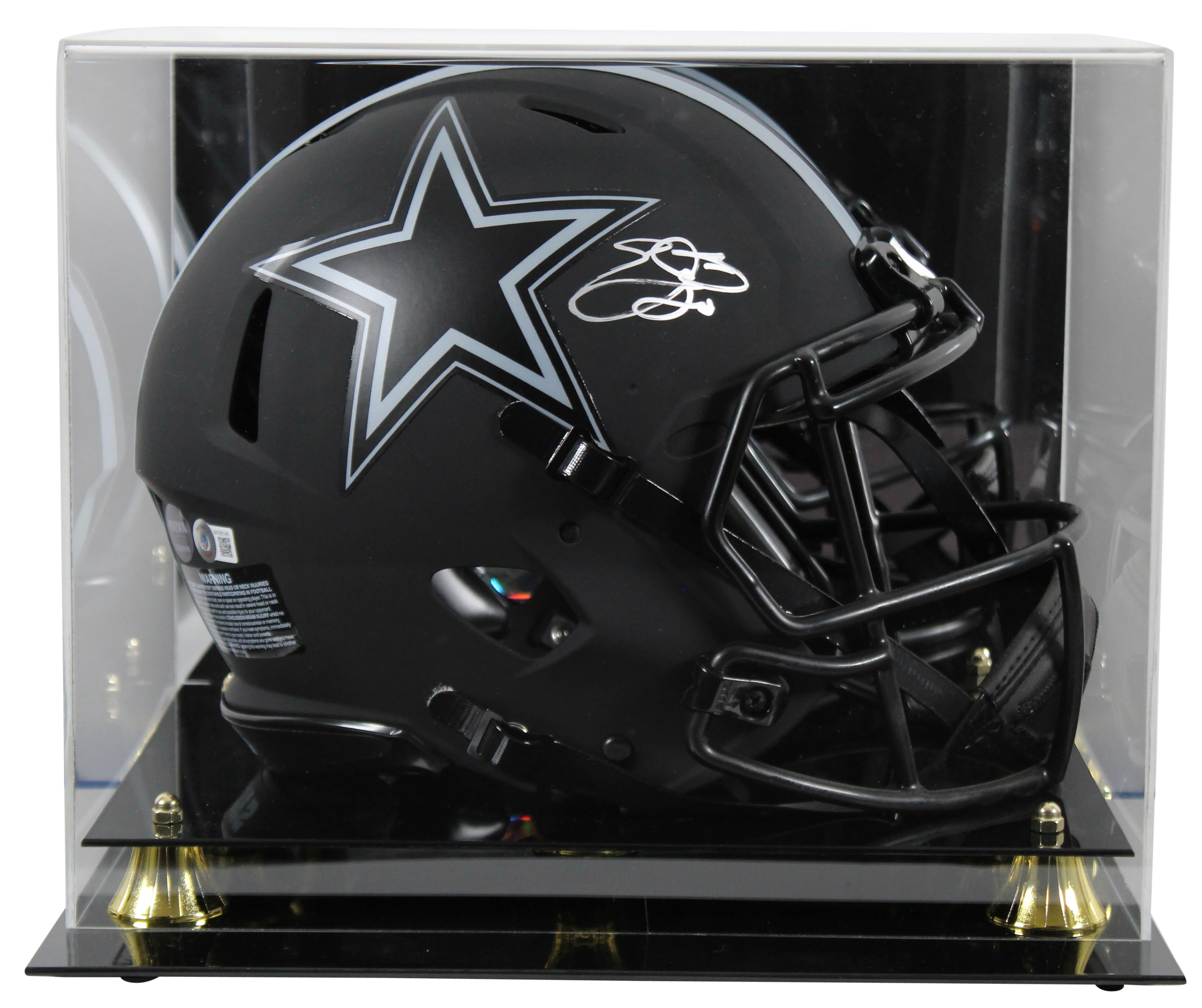 Cowboys Emmitt Smith Signed Eclipse Full Size Speed Proline Helmet w/ Case BAS W - Image 2