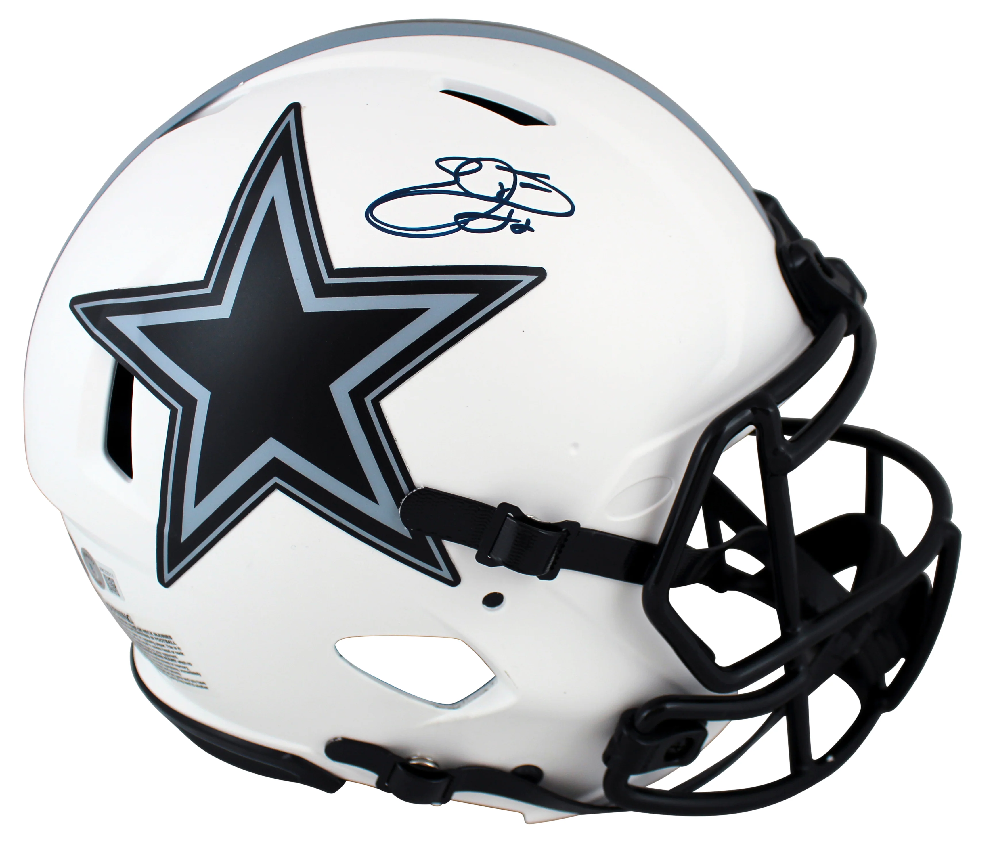 Cowboys Emmitt Smith Signed Lunar Full Size Speed Proline Helmet w/ Case BAS Wit - Image 3