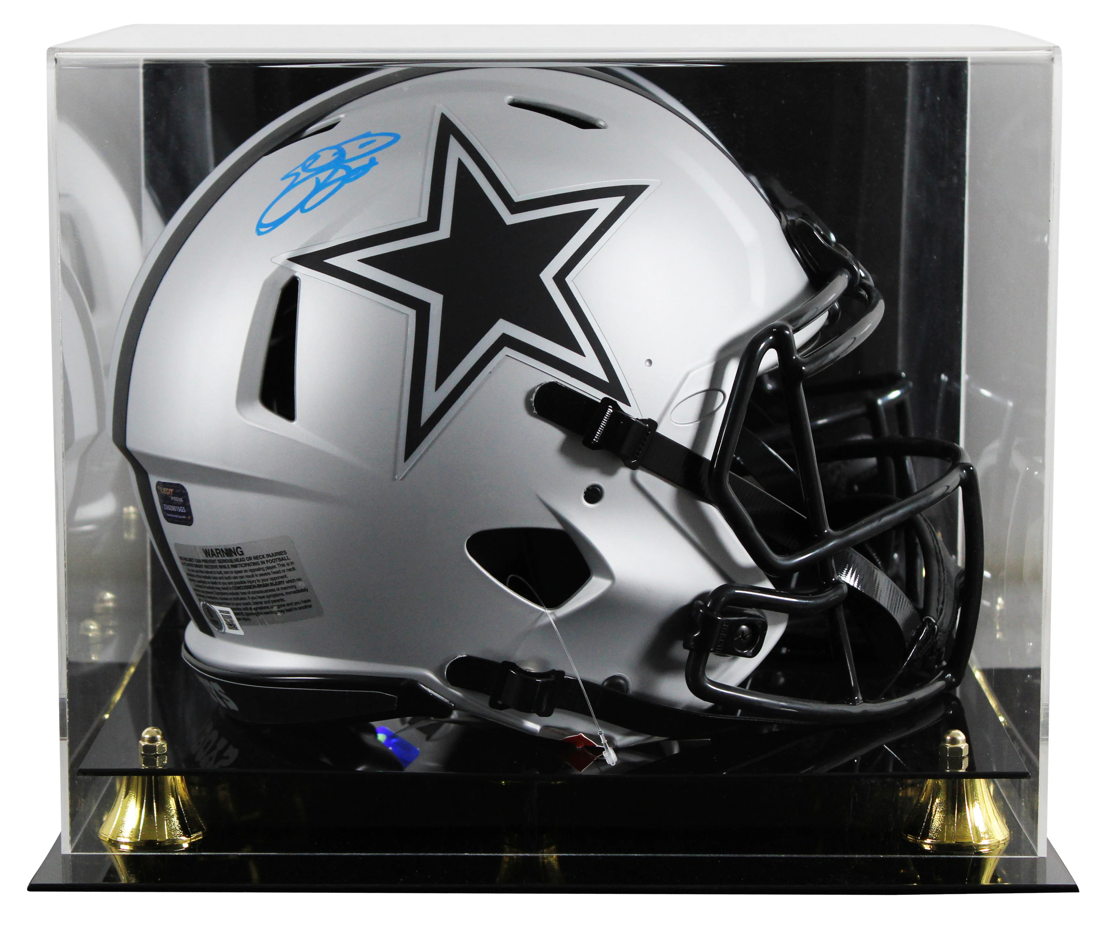 Cowboys Emmitt Smith Signed Rave Full Size Speed Proline Helmet w/ Case BAS Wit - Image 2