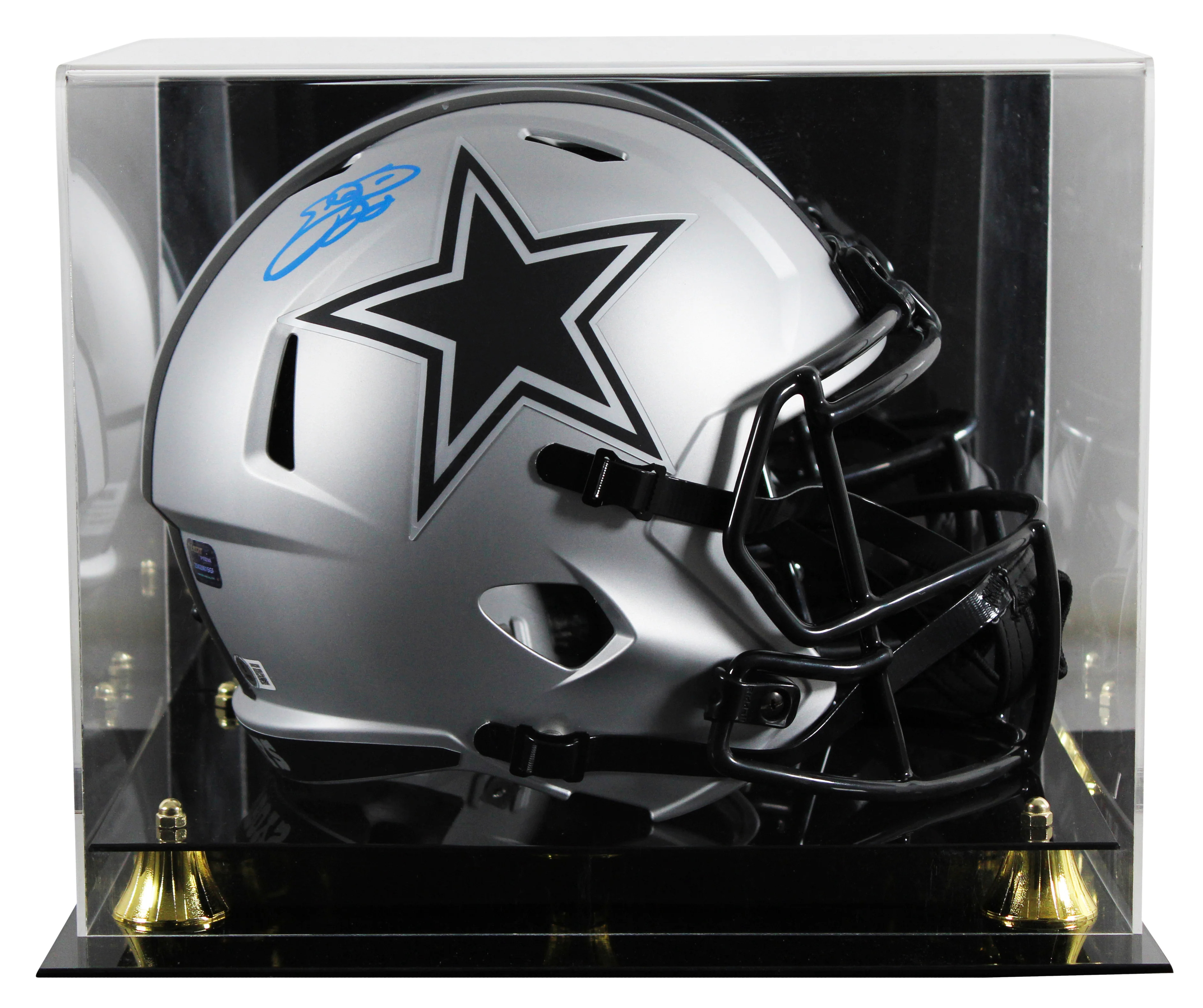 Cowboys Emmitt Smith Signed Rave Full Size Speed Rep Helmet W/ Case BAS Witness - Image 2