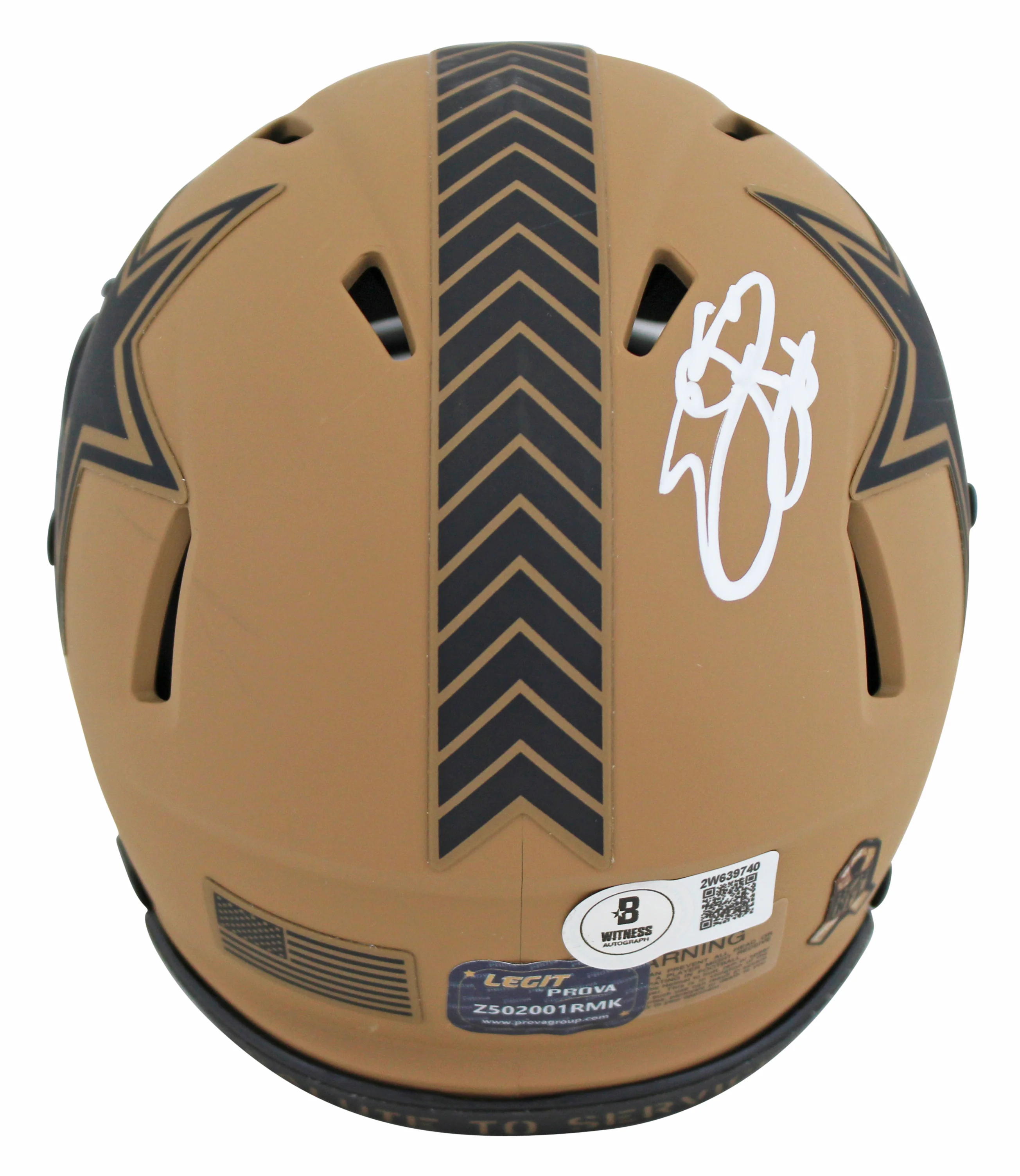 Cowboys Emmitt Smith Signed Salute To Service II Speed Mini Helmet BAS Witnessed - Image 3