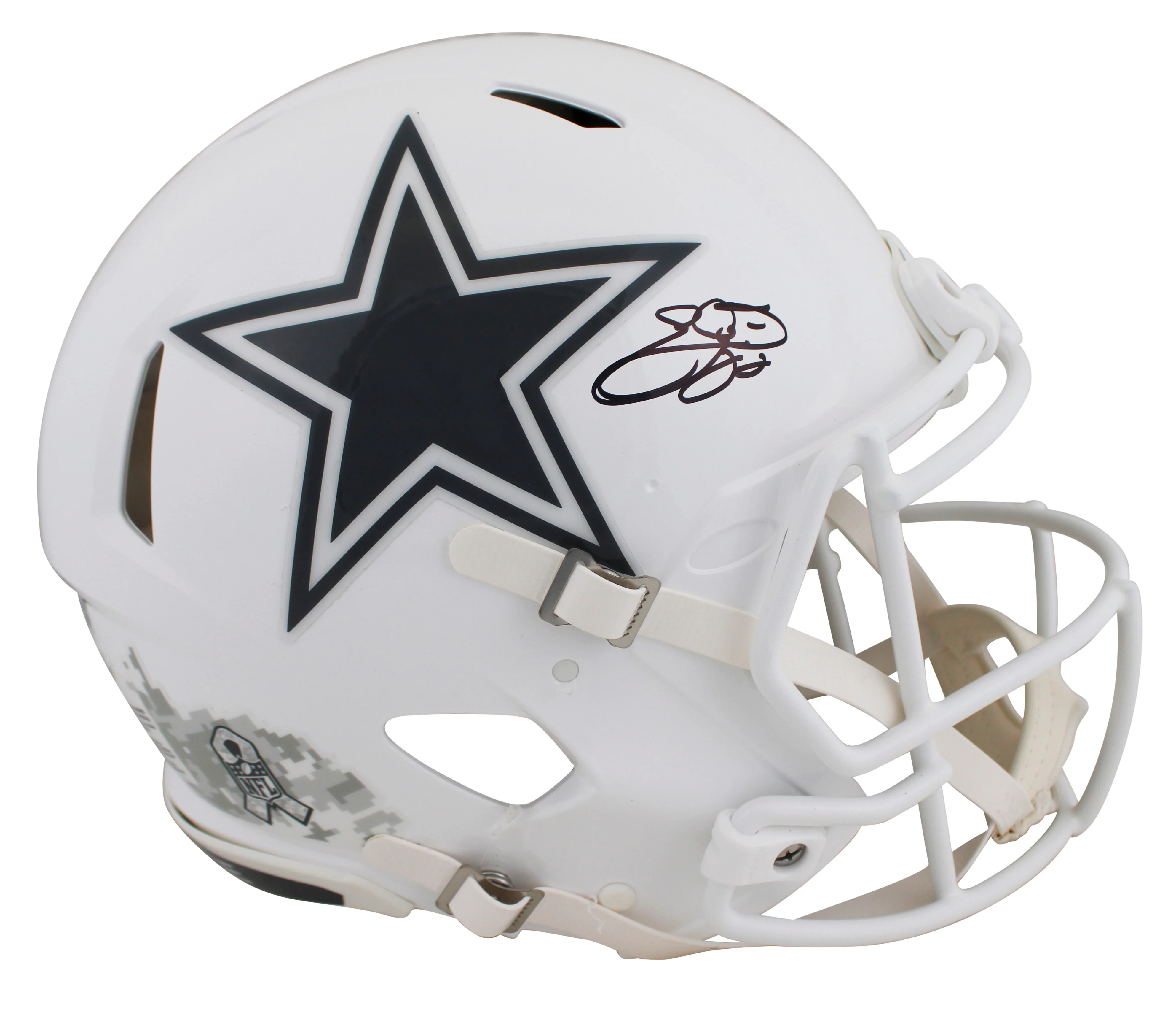 Cowboys Emmitt Smith Signed Salute To Service III F/S Speed Proline Helmet BAS W