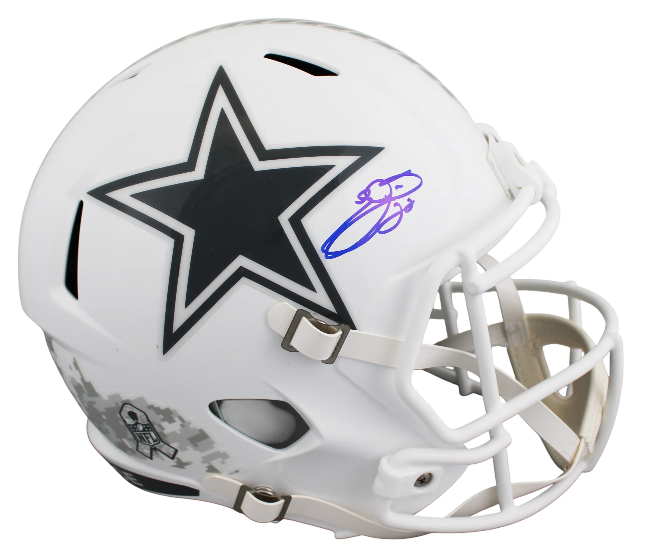 Cowboys Emmitt Smith Signed STS III Full Size Speed Rep Helmet W/ Blue Sig BAS W - Image 2