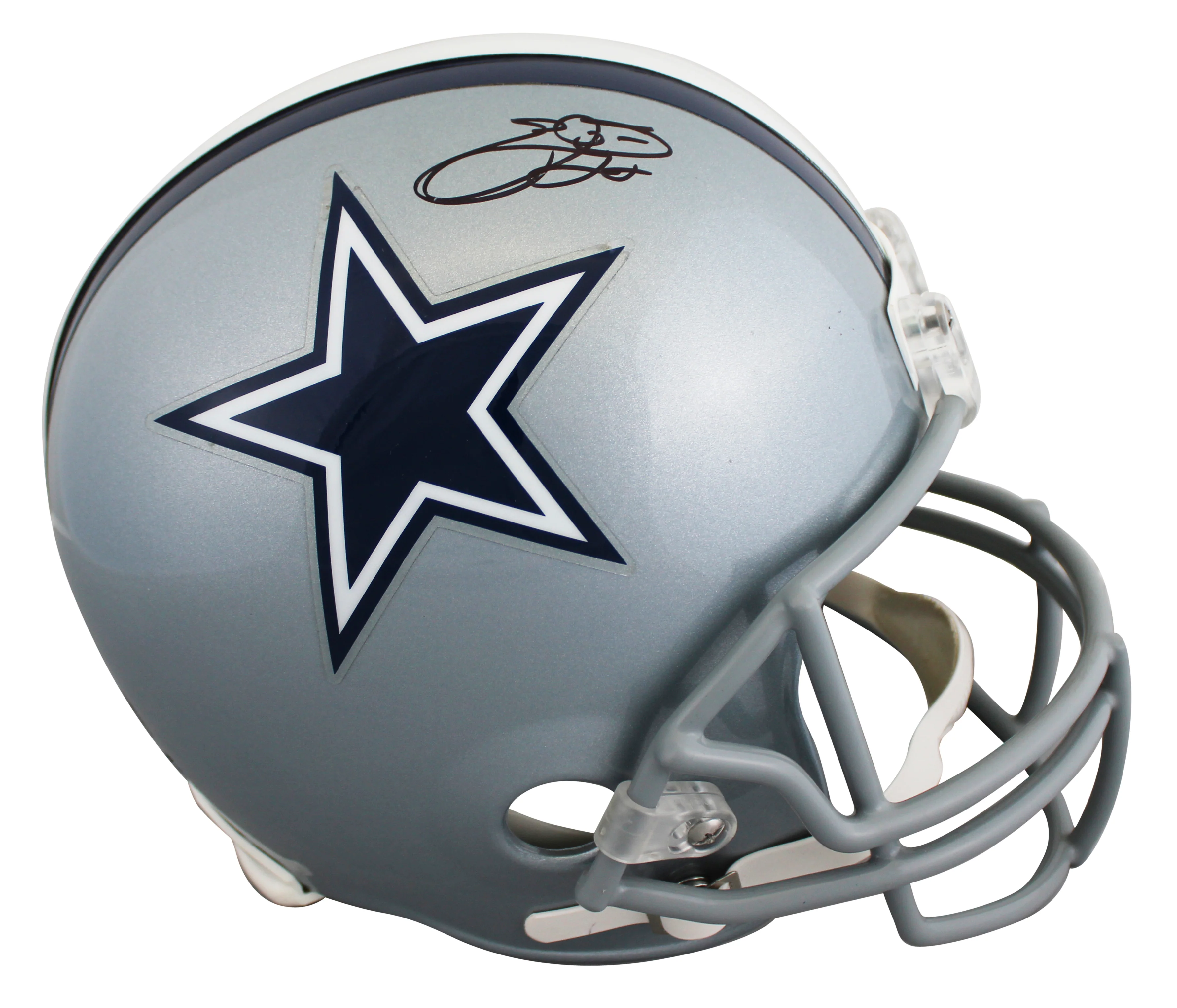 Cowboys Emmitt Smith Signed VSR4 Full Size Rep Helmet BAS Witnessed #2W882087 - Image 2