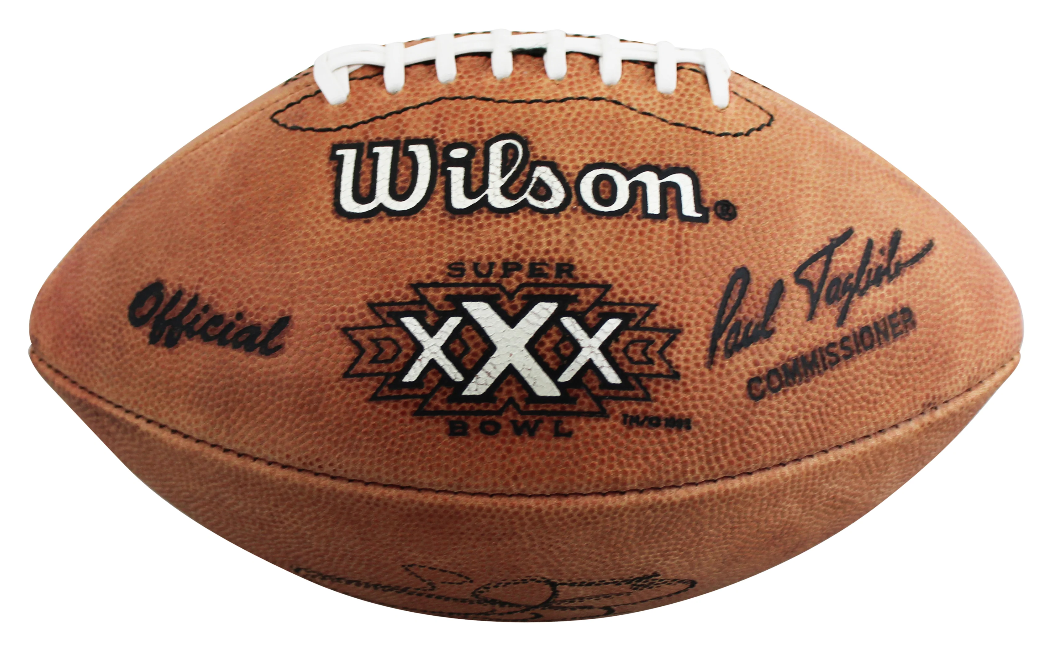 Cowboys Emmitt Smith Signed Wilson Super Bowl XXX Logo Football BAS W #3W321454 - Image 4