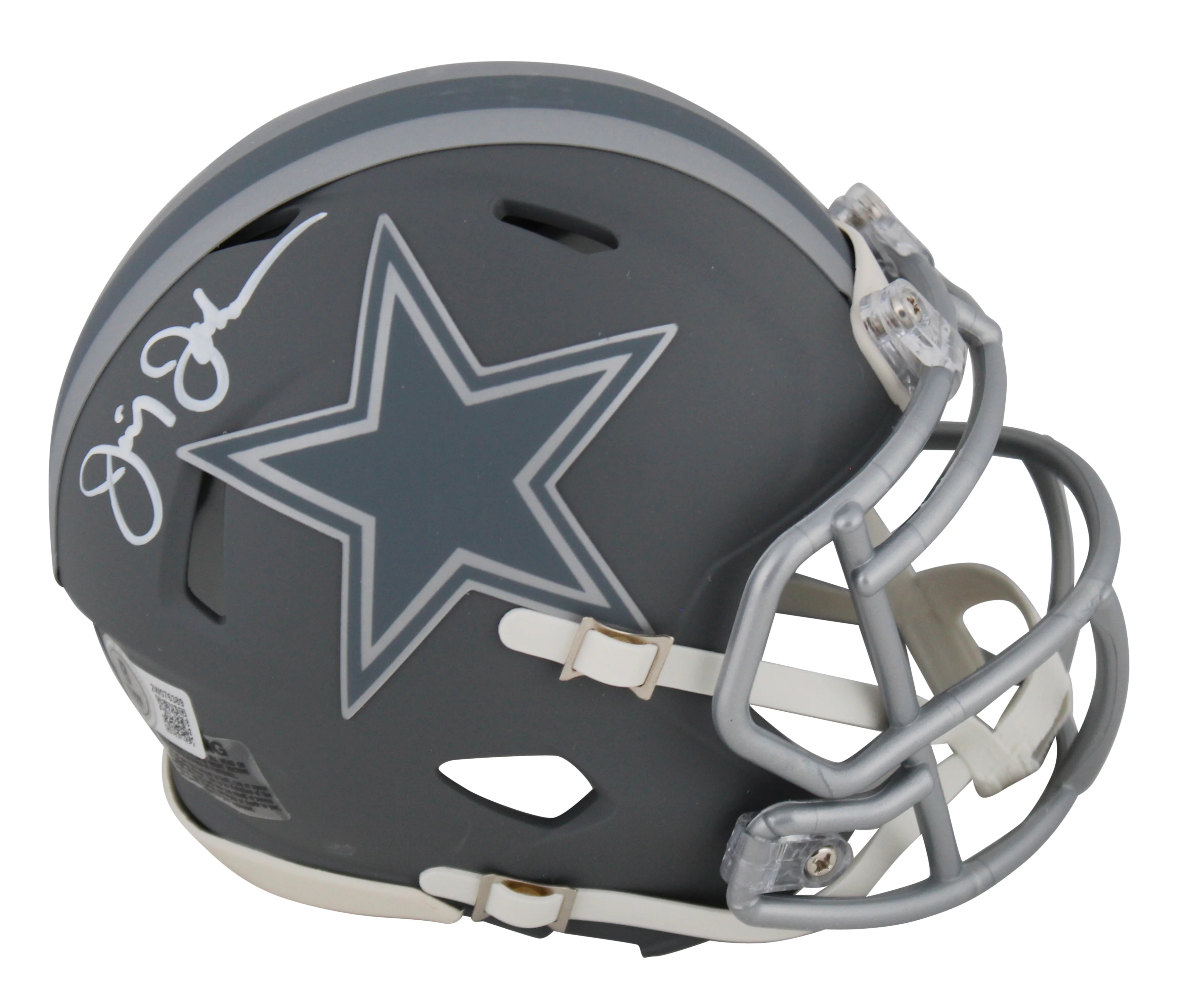 Cowboys Jimmy Johnson Authentic Signed Slate Speed Mini Helmet BAS Witnessed - Image 2