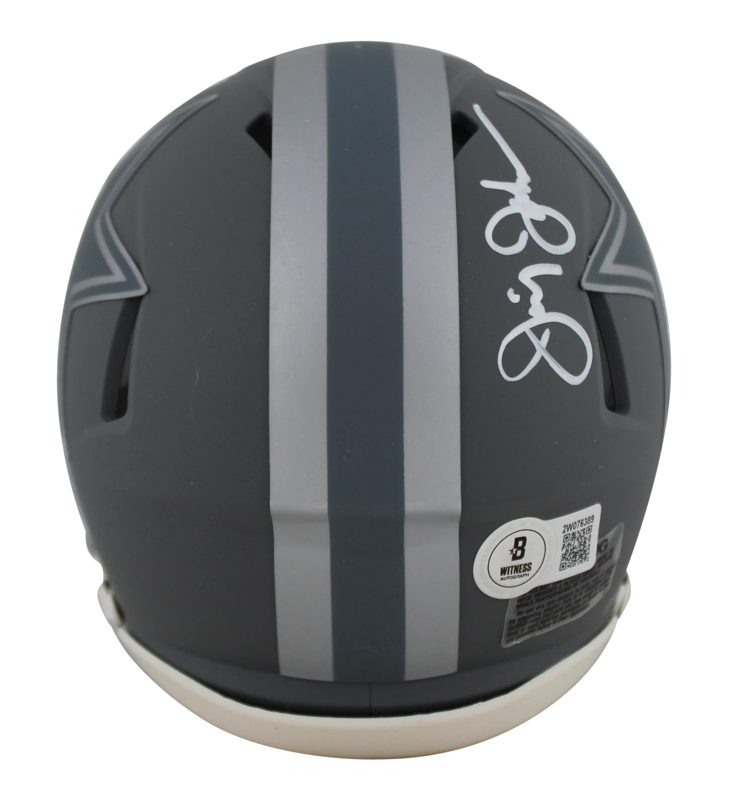 Cowboys Jimmy Johnson Authentic Signed Slate Speed Mini Helmet BAS Witnessed - Image 3