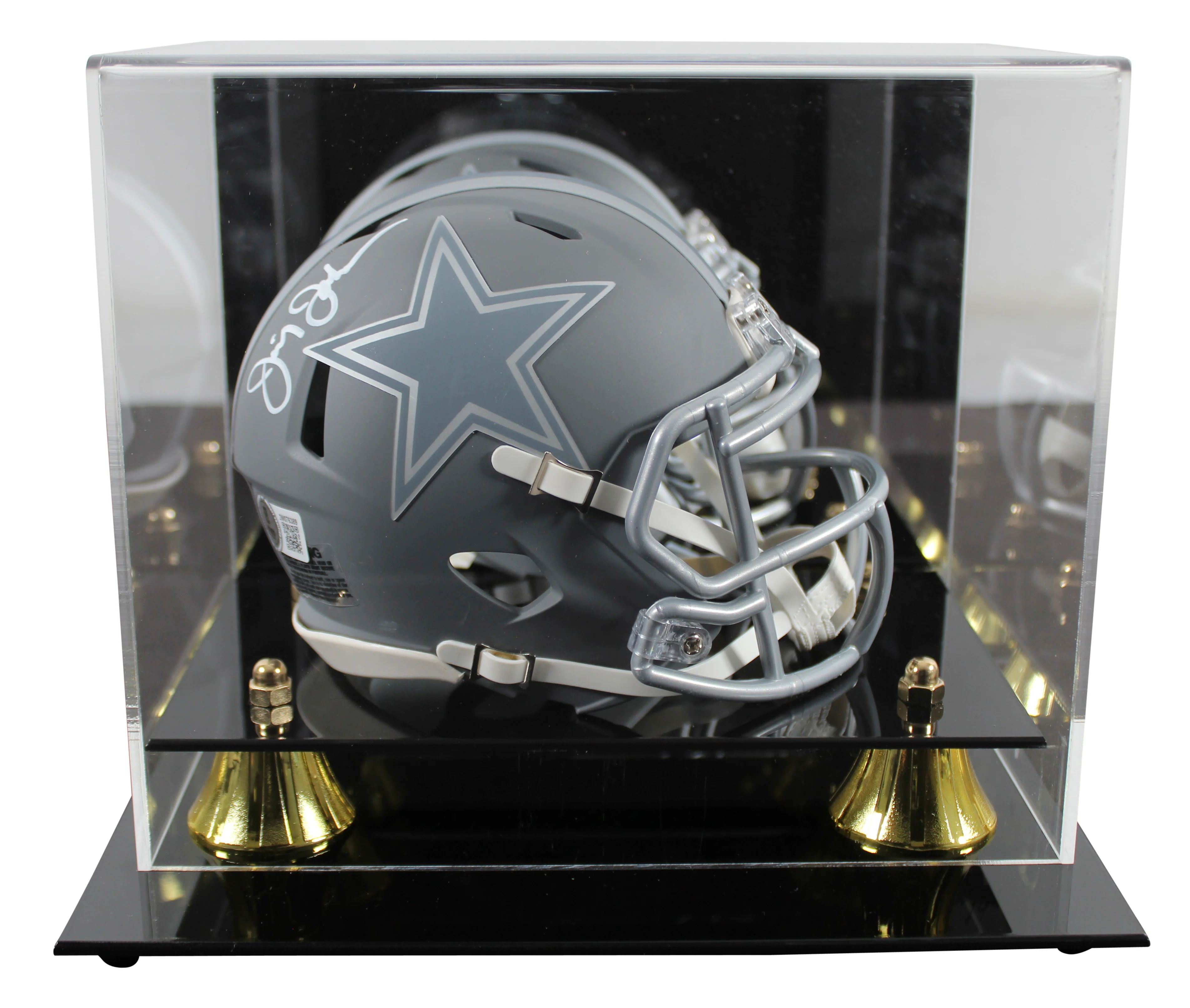 Cowboys Jimmy Johnson Authentic Signed Slate Speed Mini Helmet w/ Case BAS Wit - Image 2