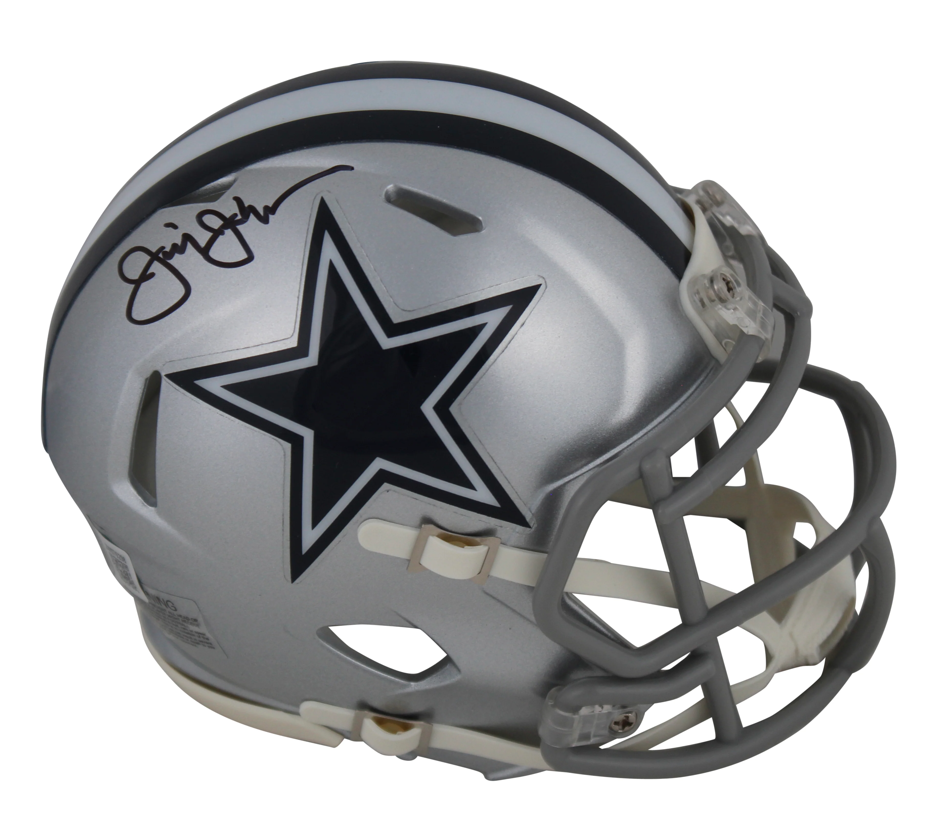 Cowboys Jimmy Johnson Authentic Signed Speed Mini Helmet BAS Witnessed - Image 2