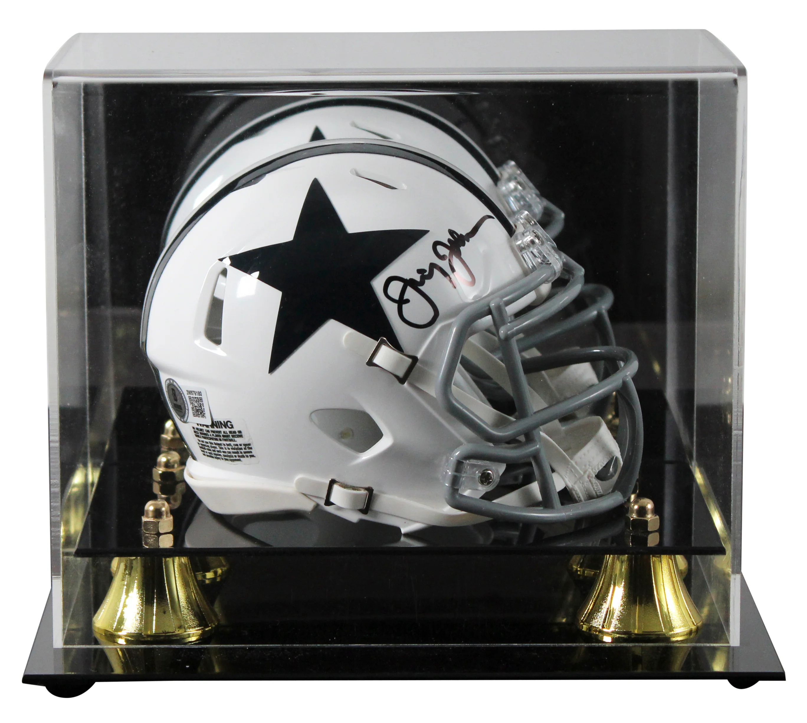Cowboys Jimmy Johnson Signed 1960-63 TB Speed Mini Helmet W/ Case BAS Witnessed - Image 2
