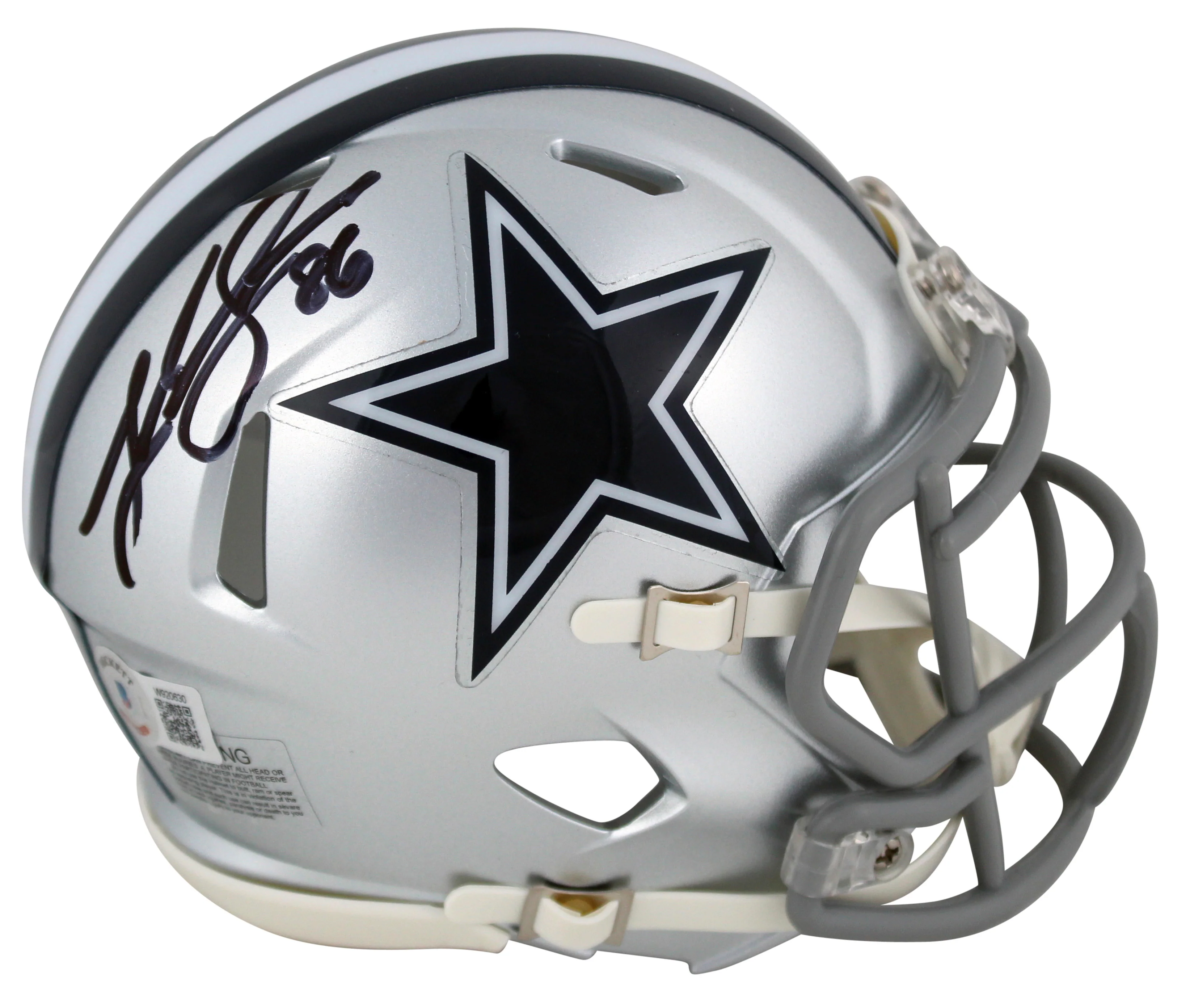 Cowboys Luke Schoonmaker Authentic Signed Speed Mini Helmet BAS Witnessed - Image 2