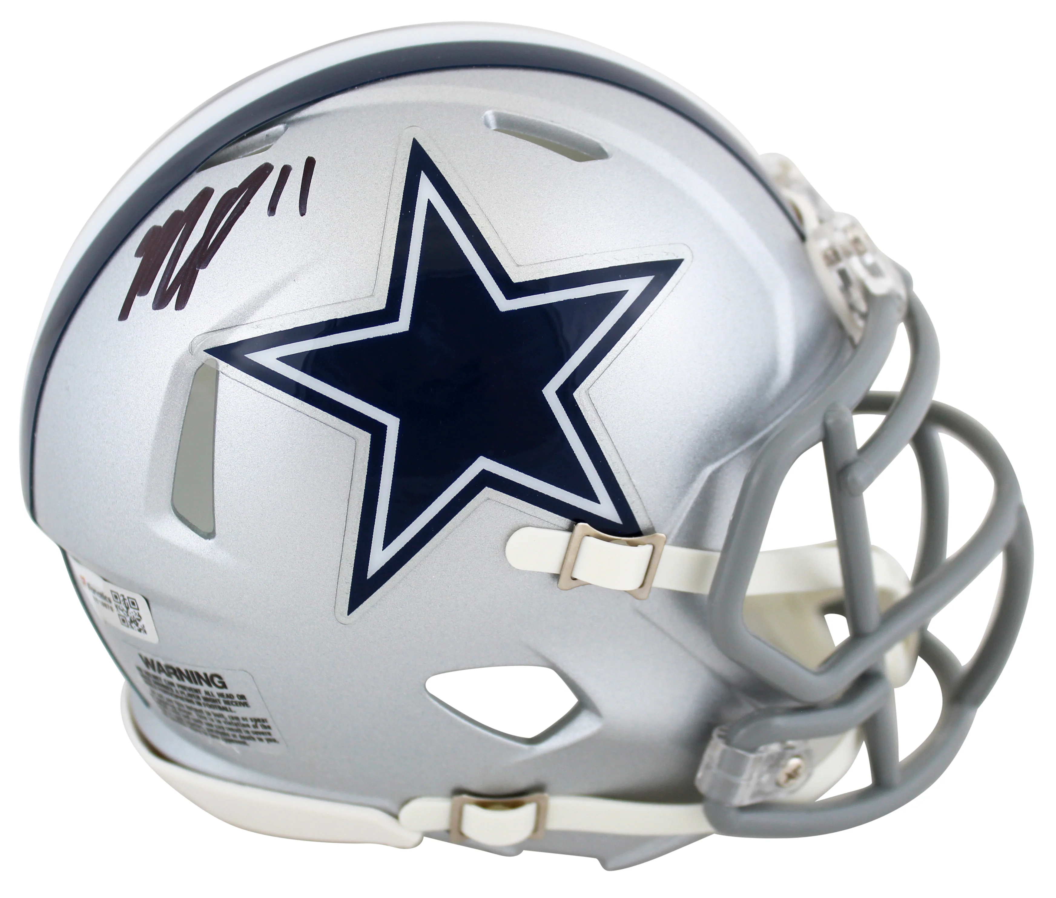 Cowboys Micah Parsons Authentic Signed Silver Speed Mini Helmet Fanatics - Image 2