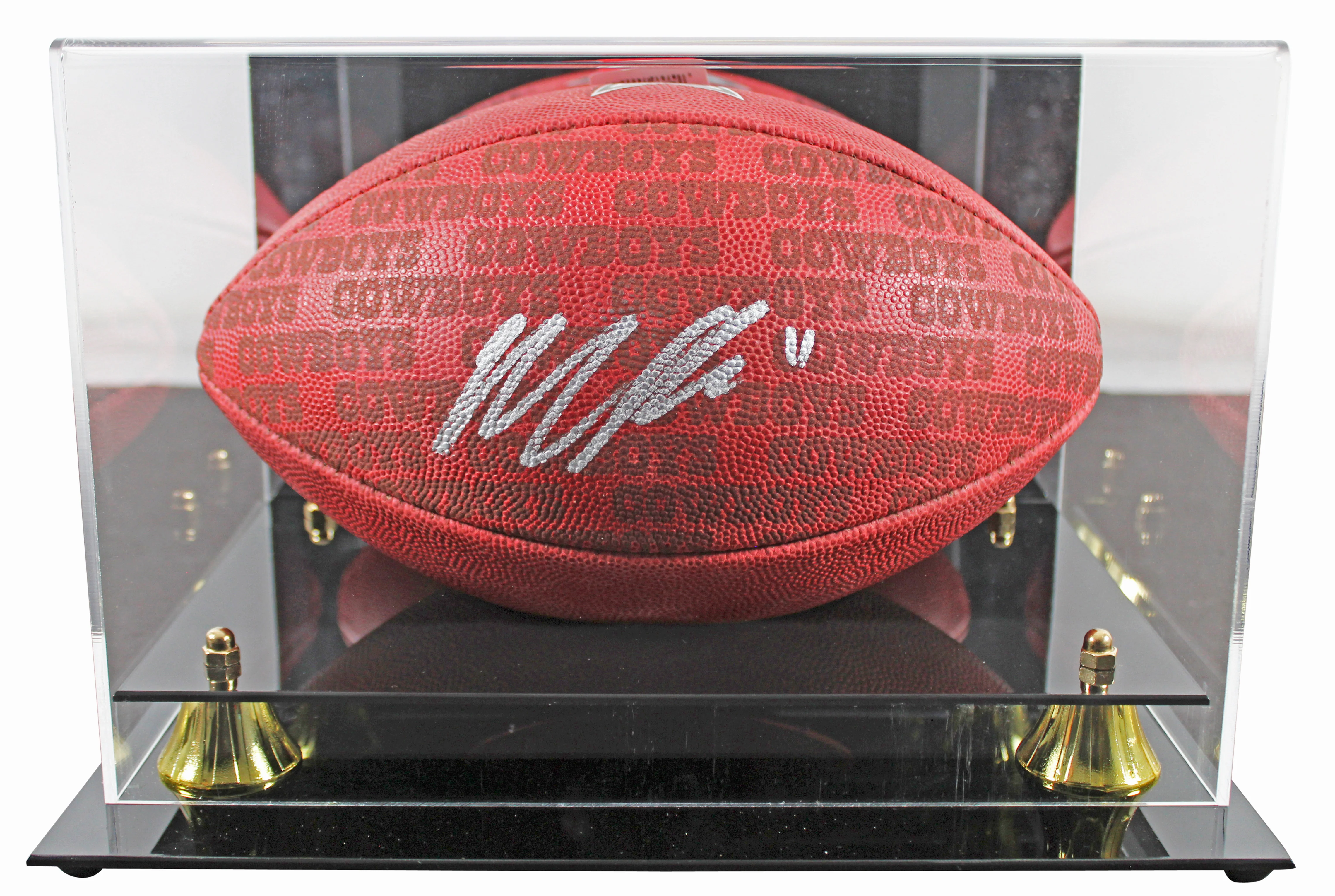 Cowboys Micah Parsons Signed "Duke" Team Showcase Football W/ Case Fanatics - Image 2