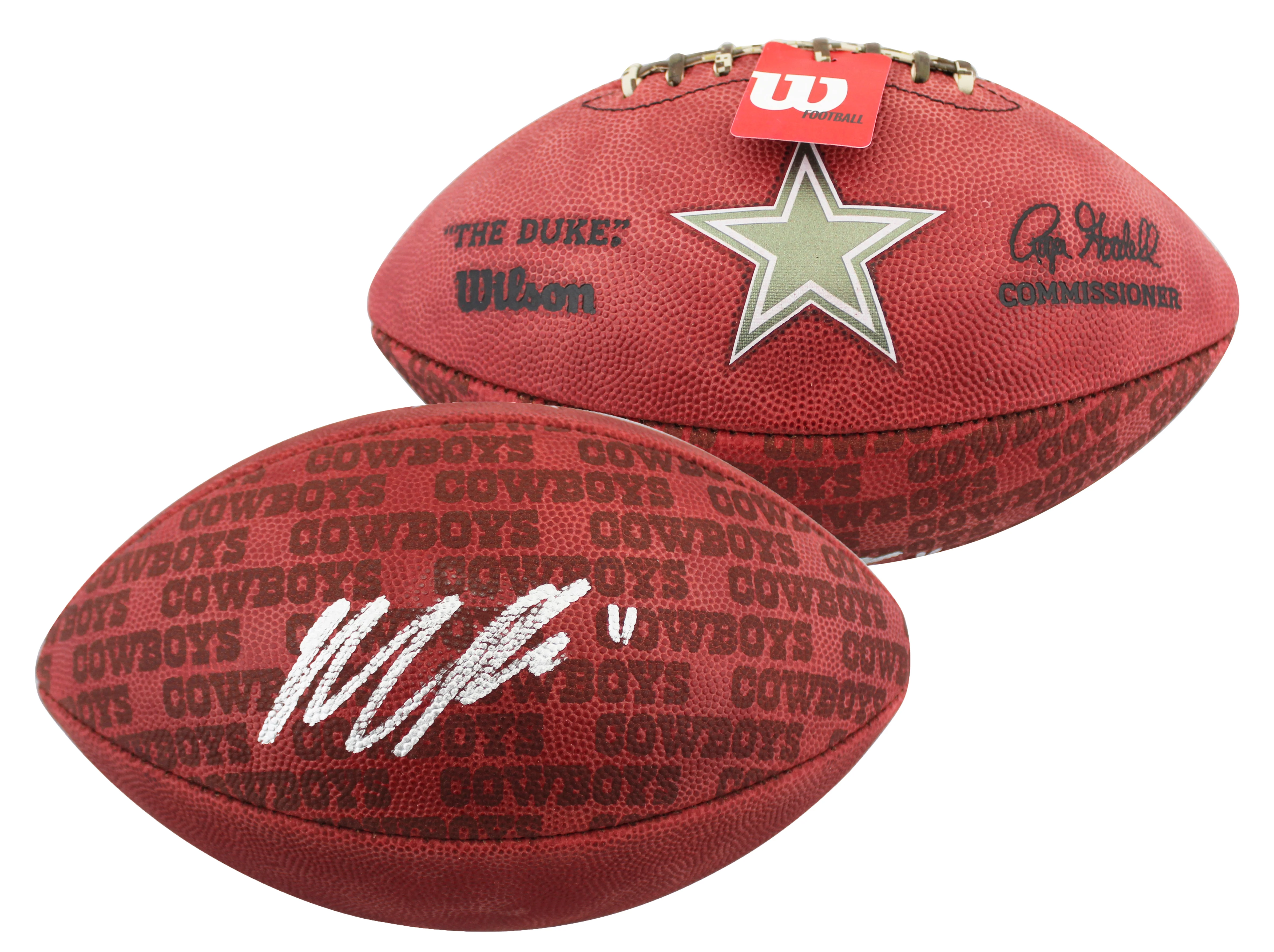 Cowboys Micah Parsons Signed "Duke" Team Showcase Football W/ Case Fanatics - Image 3