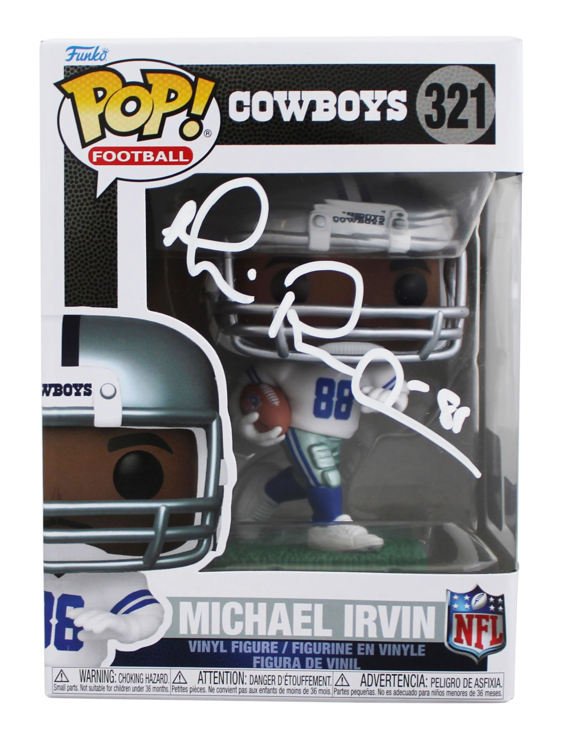 Cowboys Michael Irvin Authentic Signed #321 Funko Pop Vinyl Figure BAS Witnessed - Image 2