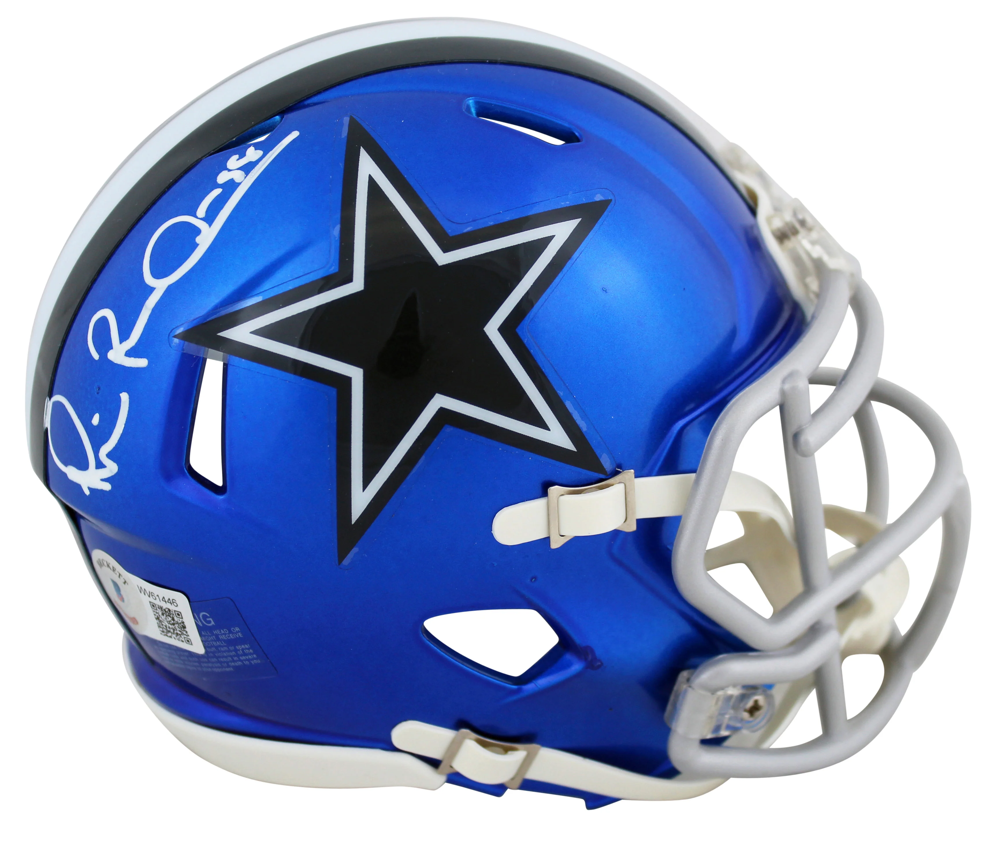 Cowboys Michael Irvin Authentic Signed Flash Speed Mini Helmet BAS Witnessed - Image 2