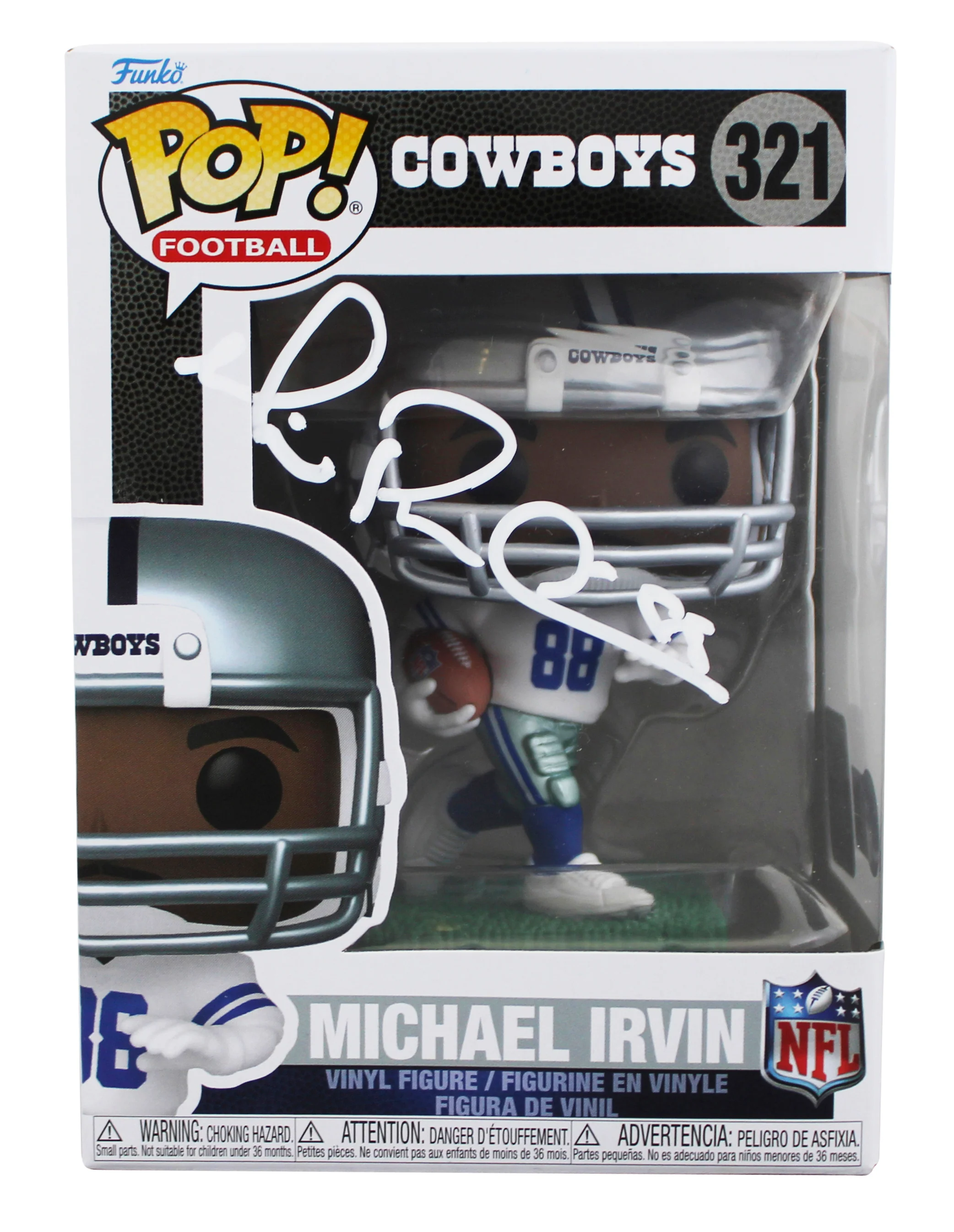 Cowboys Michael Irvin Signed #321 Funko Pop Vinyl Figure BAS Witnessed #3W306721 - Image 2