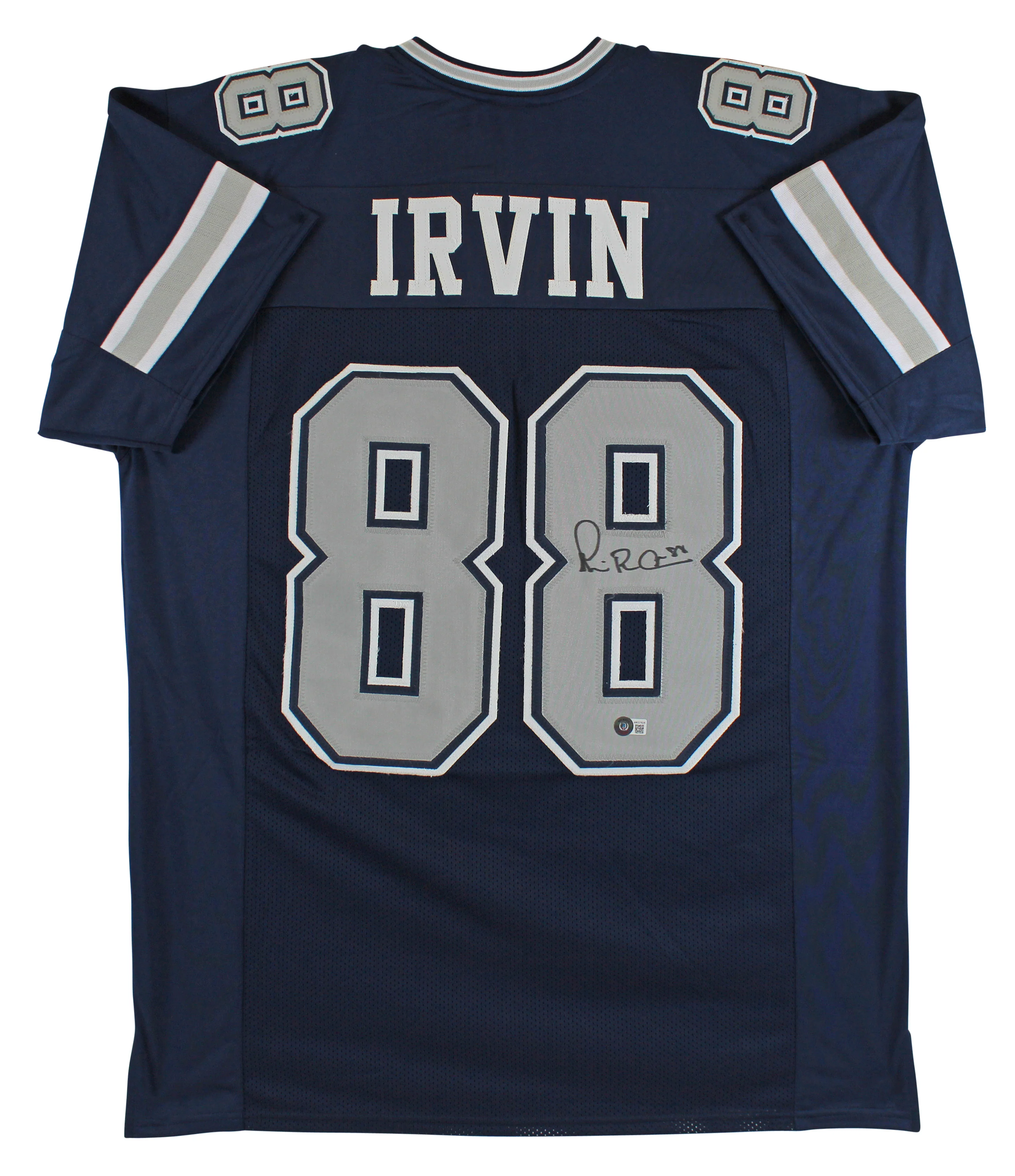 Cowboys Michael Irvin Signed Navy Blue Pro Style Jersey w/ Grey #s BAS Witnessed - Image 2