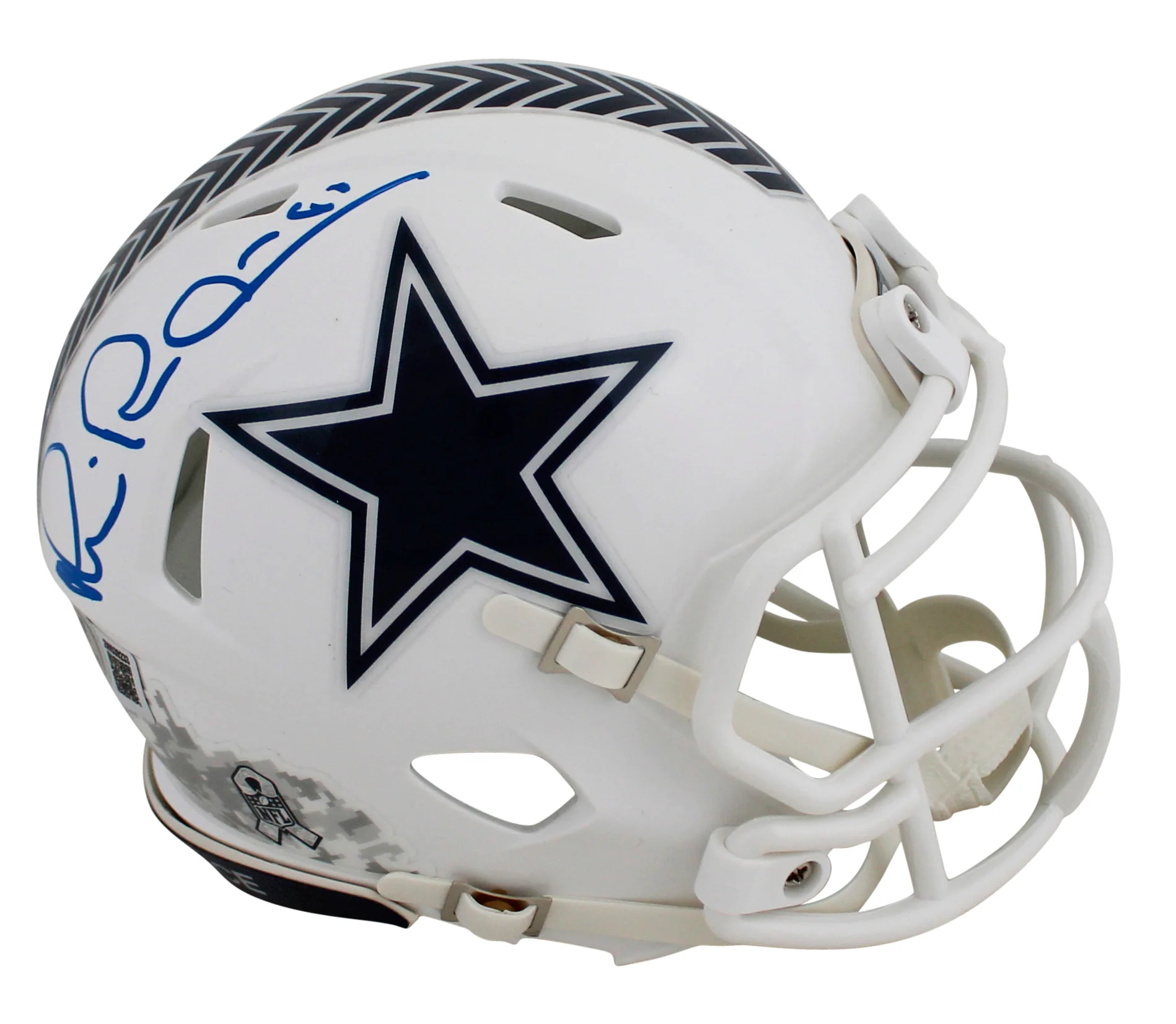 Cowboys Michael Irvin Signed Salute To Service III Speed Mini Helmet BAS Witness - Image 2
