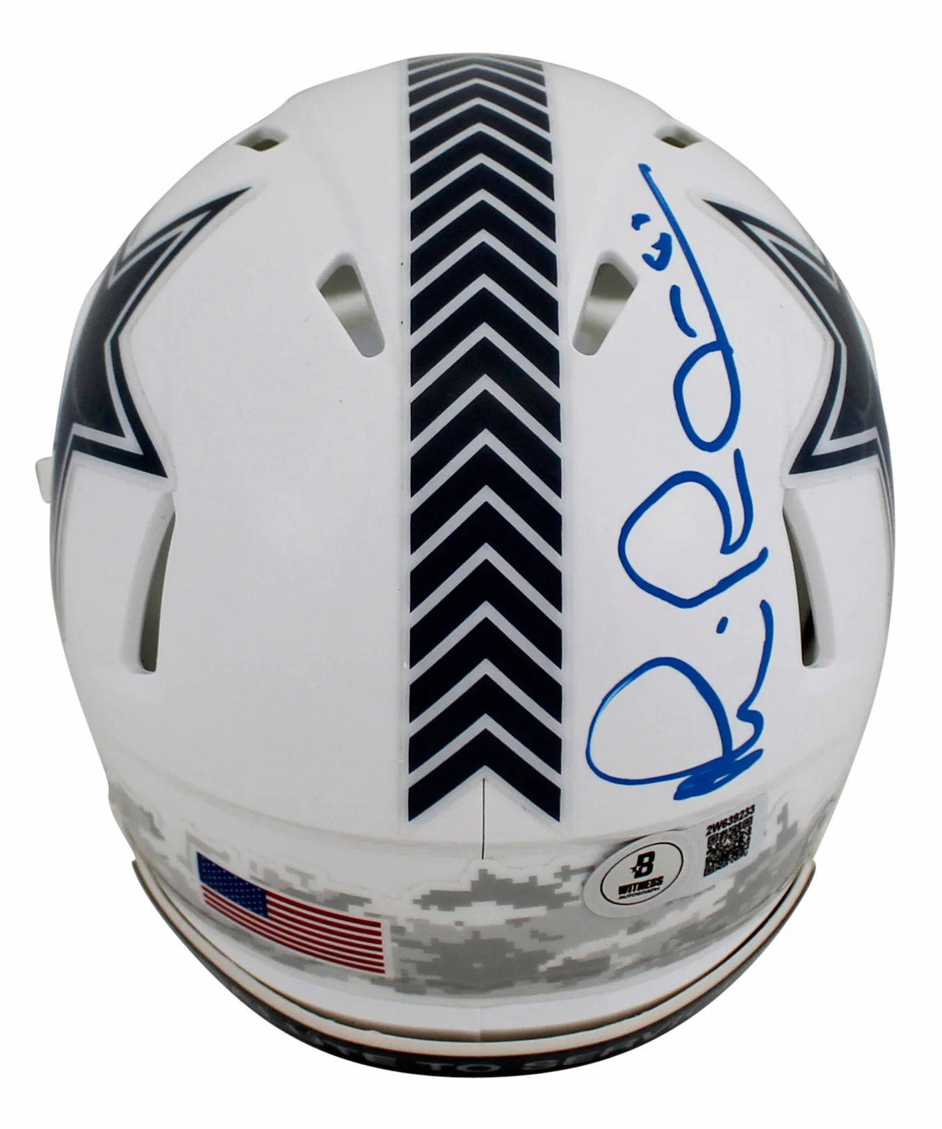 Cowboys Michael Irvin Signed Salute To Service III Speed Mini Helmet BAS Witness - Image 3