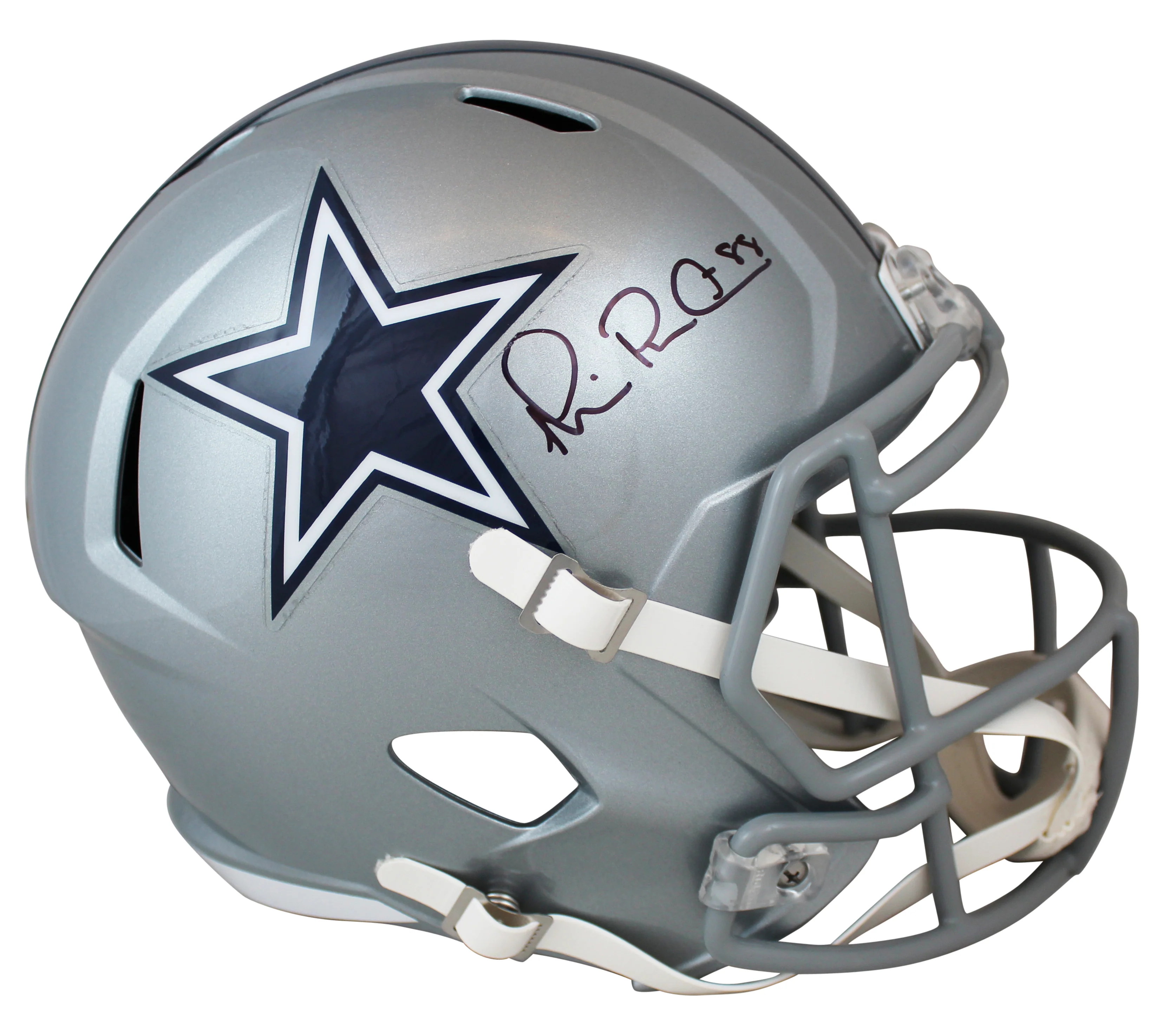 Cowboys Michael Irvin Signed Silver Full Size Speed Rep Helmet BAS Witnessed - Image 2