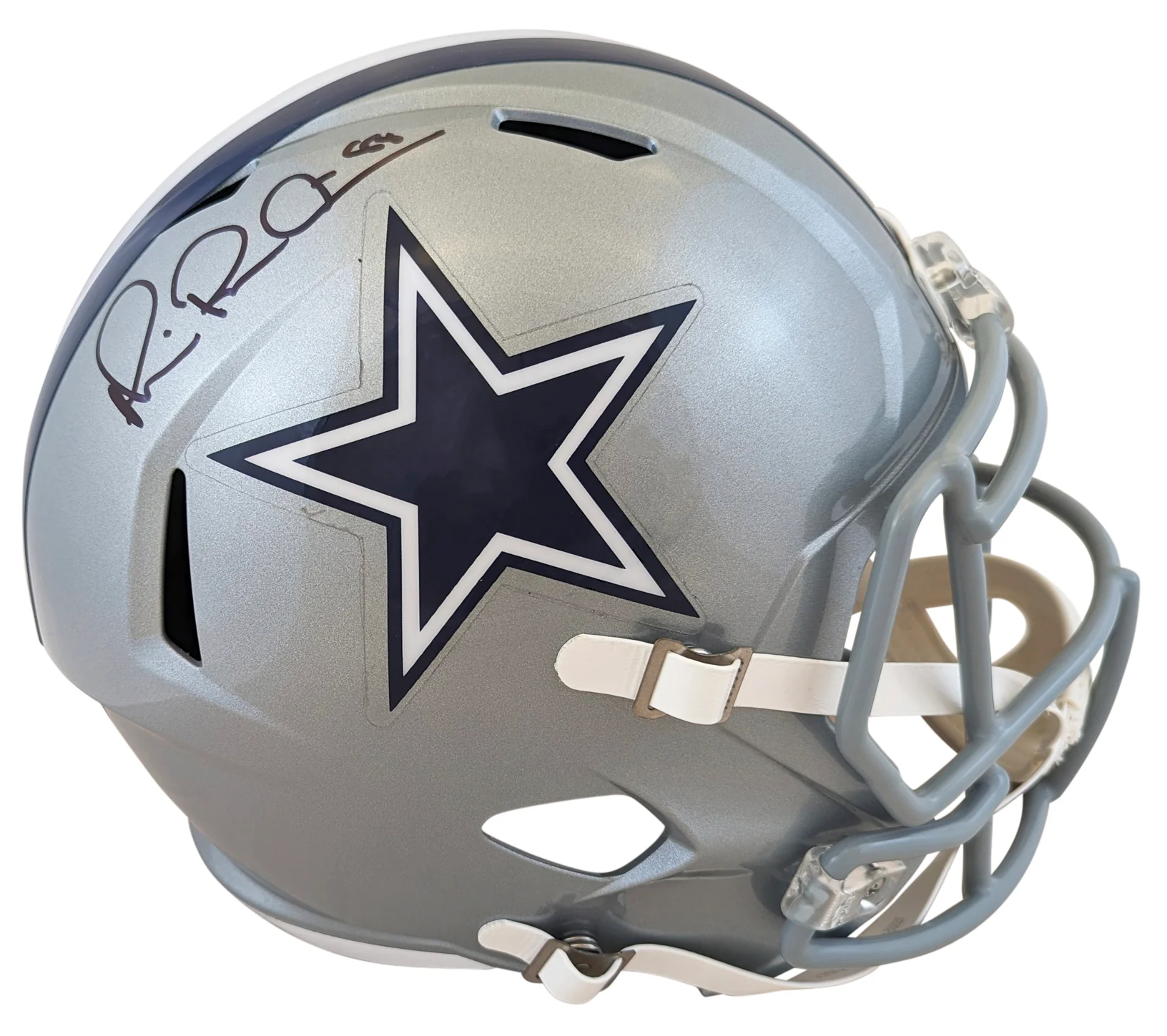 Cowboys Michael Irvin Signed Silver Full Size Speed Rep Helmet BAS Witnessed - Image 3