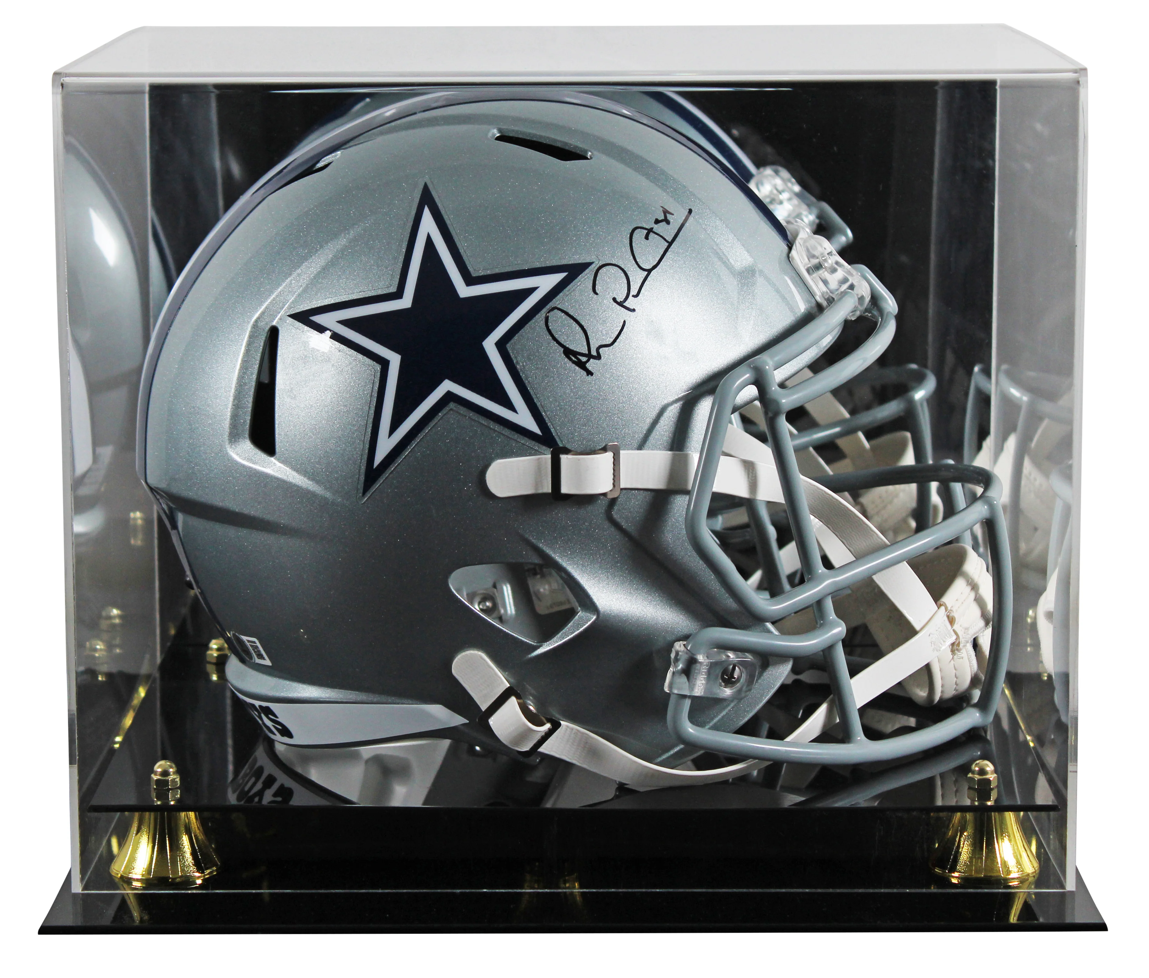 Cowboys Michael Irvin Signed Silver Full Size Speed Rep Helmet W/ Case BAS Wit - Image 2