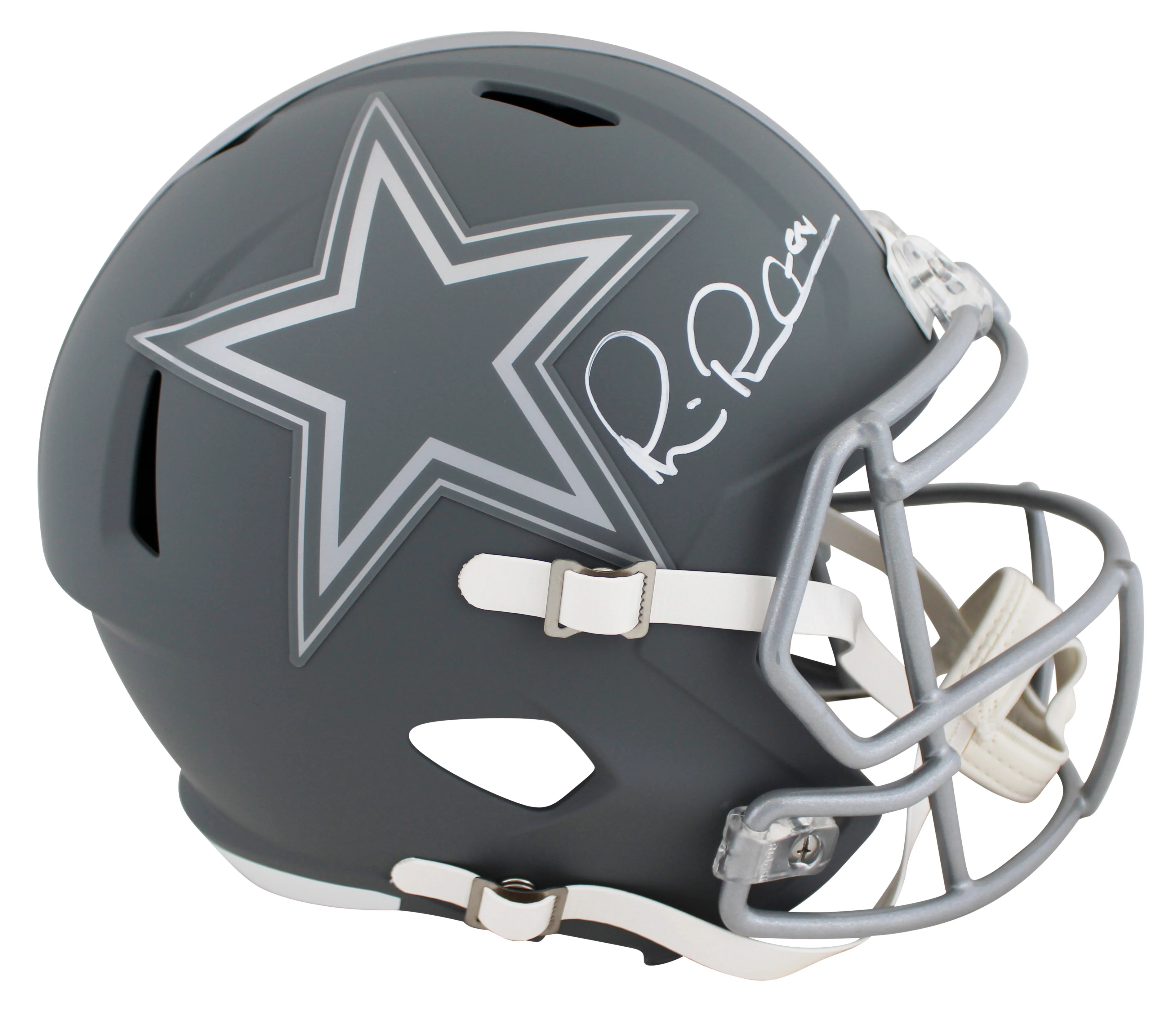 Cowboys Michael Irvin Signed Slate Full Size Speed Rep Helmet W/ Case BAS Wit - Image 3