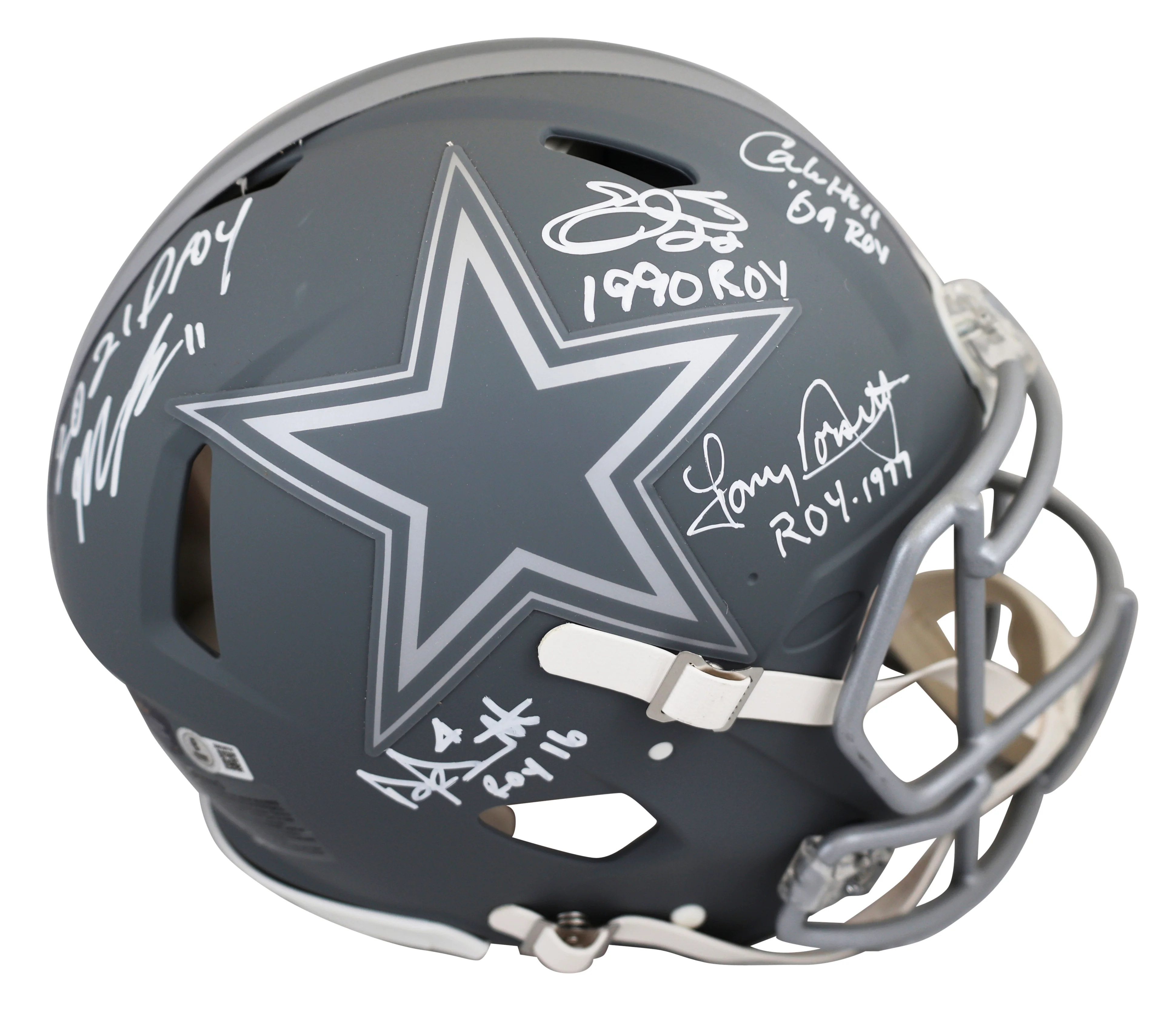 Cowboys Prescott, Smith, Parsons +2 Signed Slate F/S Speed Proline Helmet BAS W - Image 2
