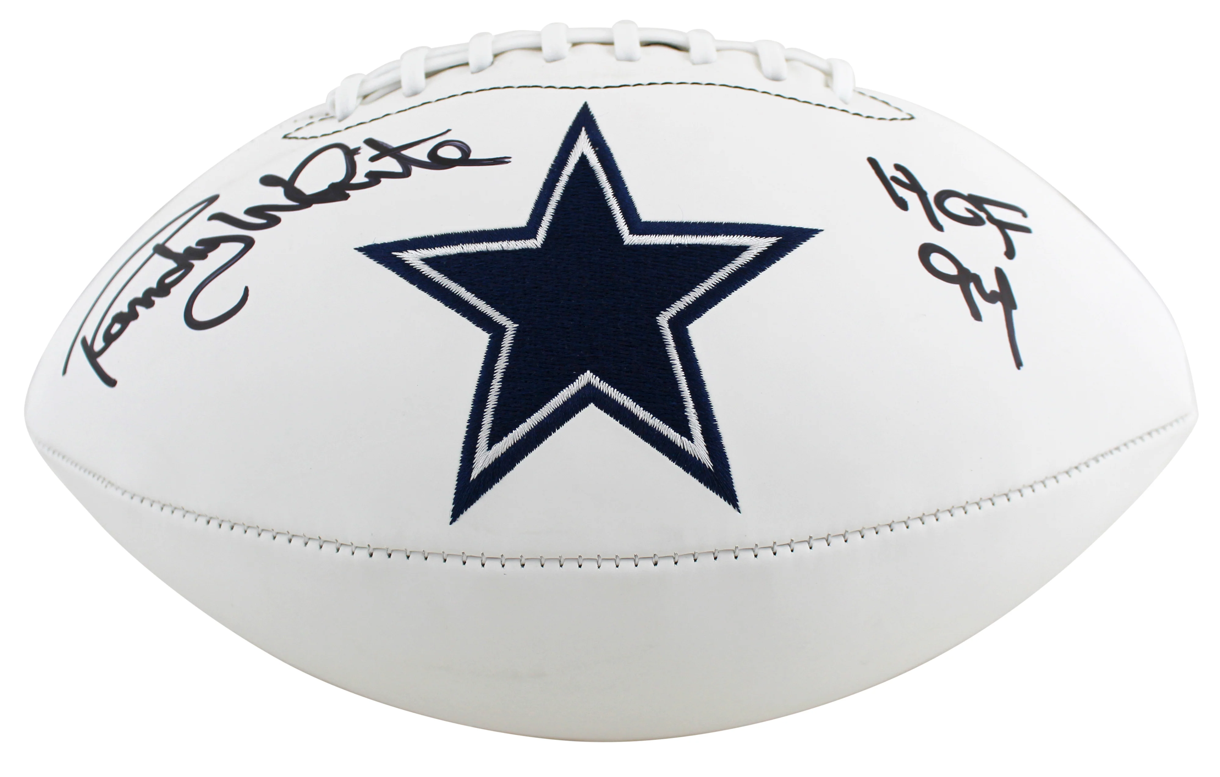 Cowboys Randy White "HOF 94" Signed Wilson White Panel Logo Football BAS Witness - Image 3