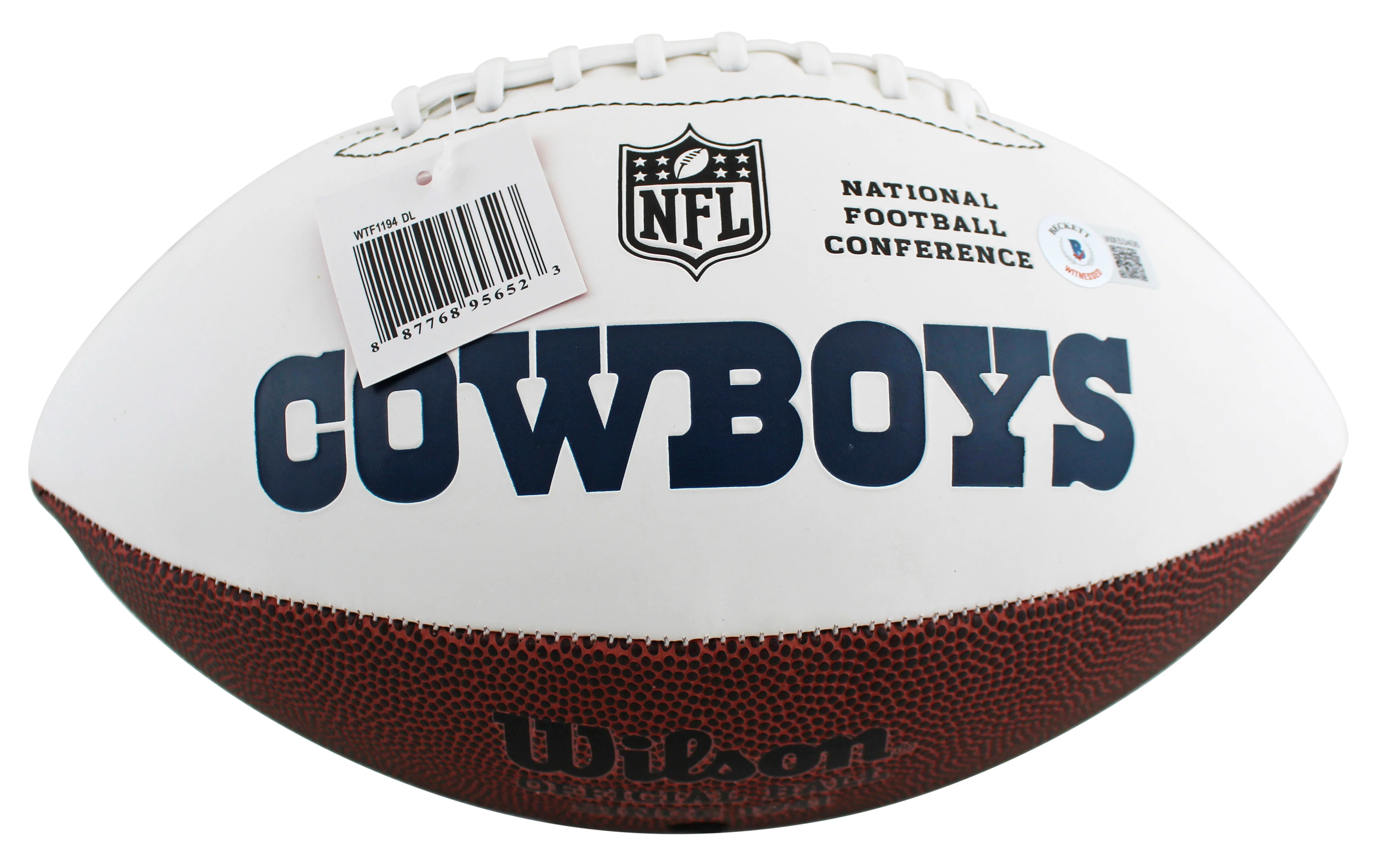 Cowboys Randy White "HOF 94" Signed Wilson White Panel Logo Football BAS Witness - Image 4