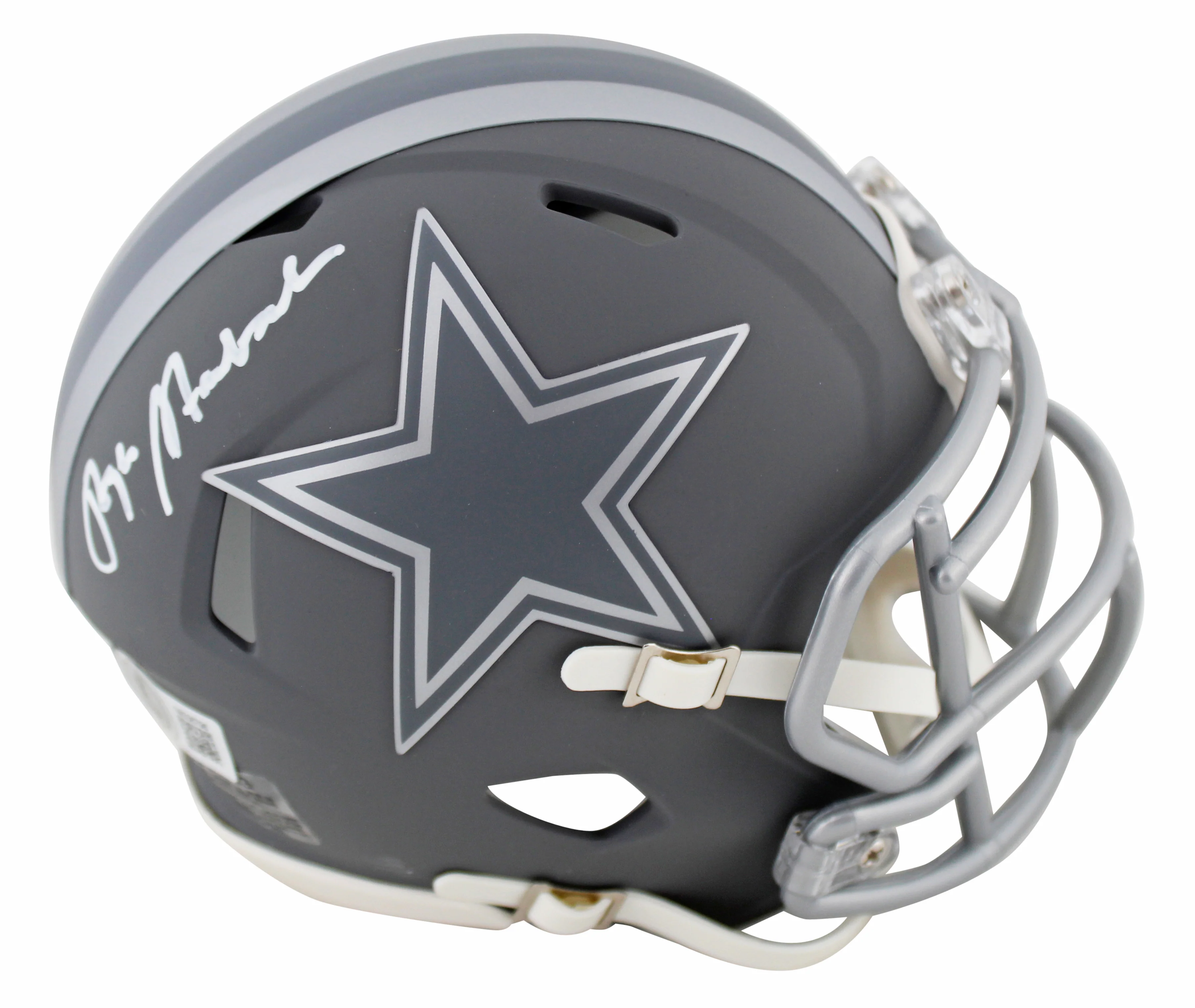 Cowboys Roger Staubach Authentic Signed Slate Speed Mini Helmet BAS Witnessed - Image 2