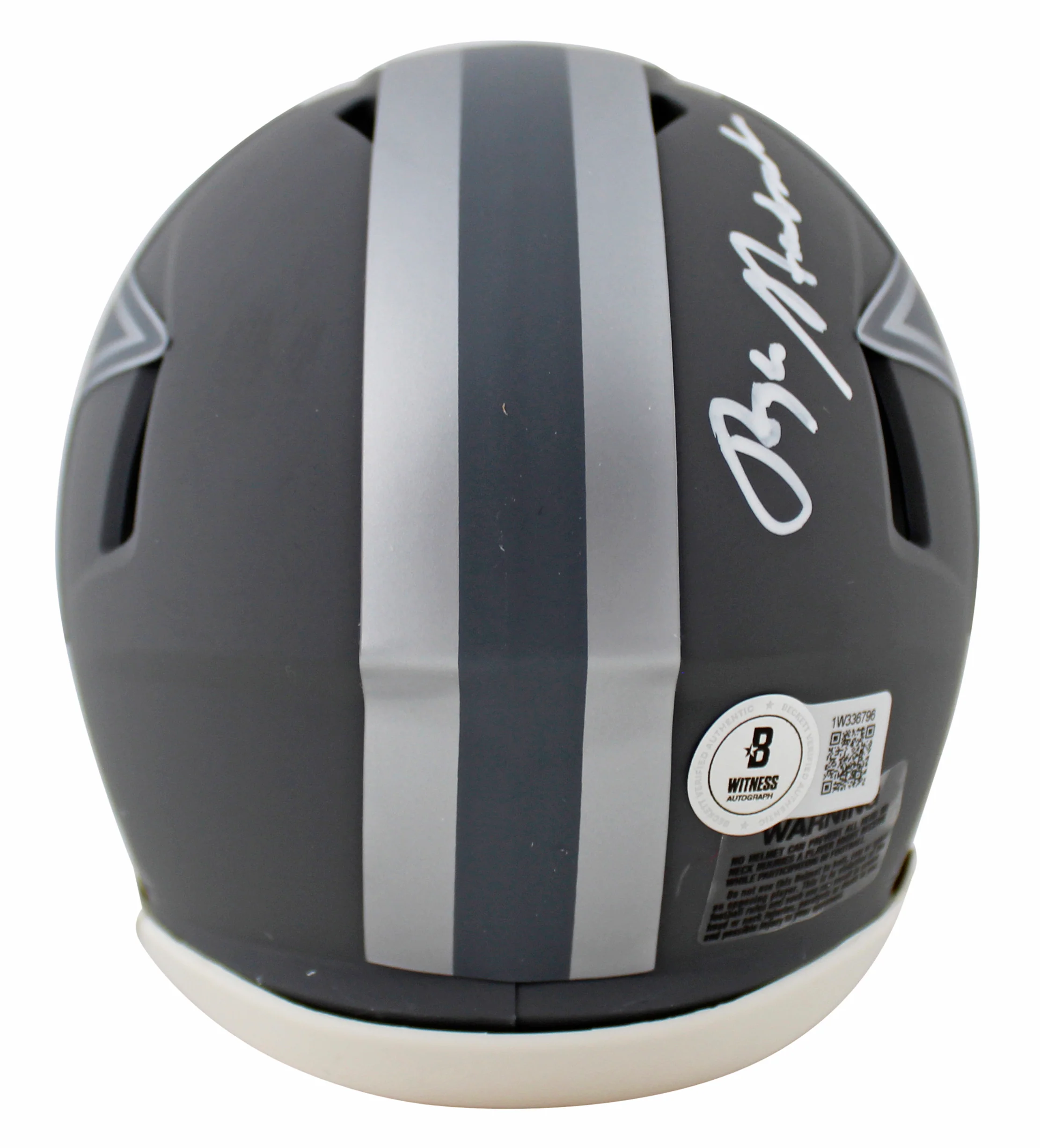 Cowboys Roger Staubach Authentic Signed Slate Speed Mini Helmet BAS Witnessed - Image 3