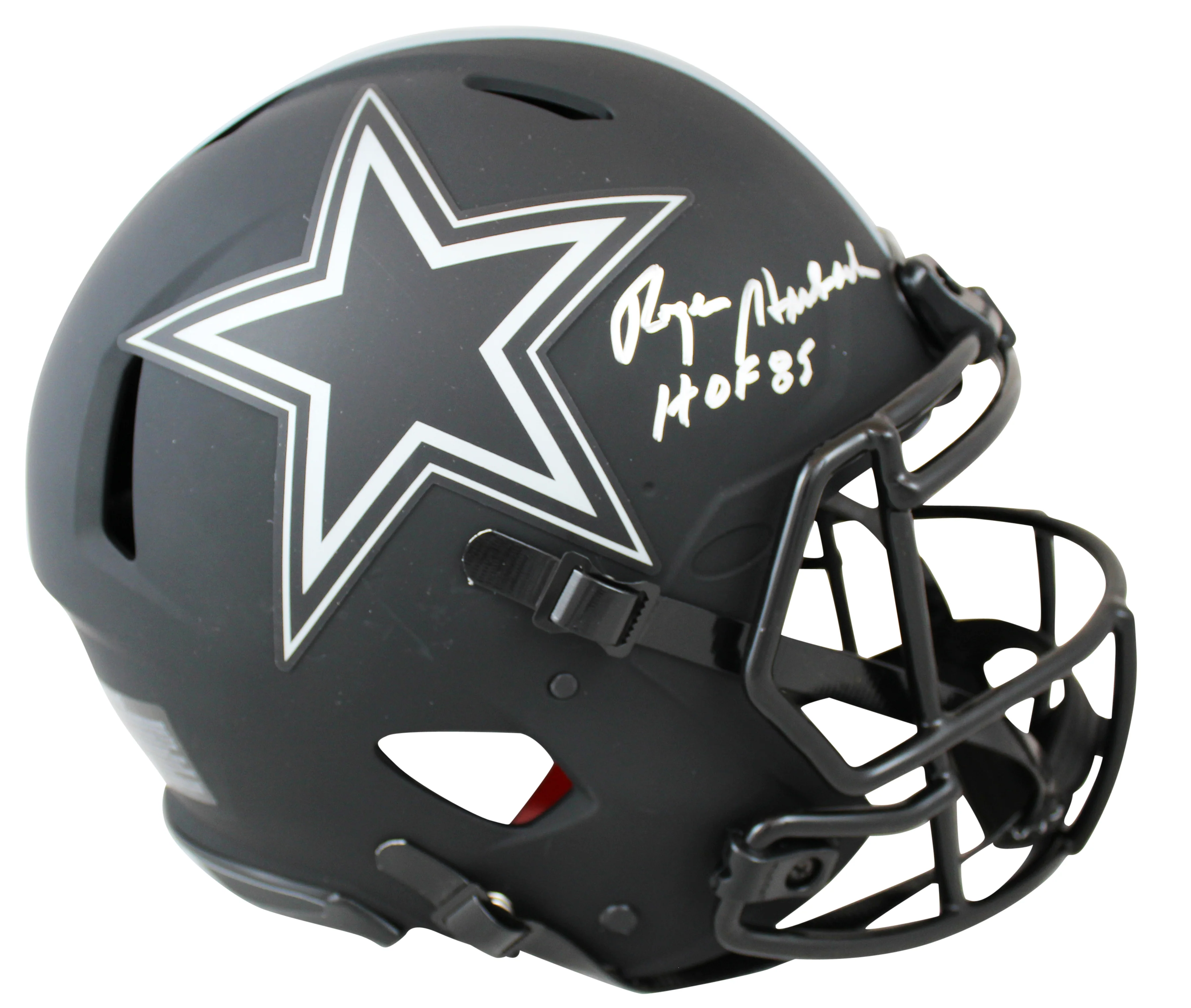 Cowboys Roger Staubach HOF 85 Signed Eclipse Full Size Speed Proline Helmet BAS - Image 2