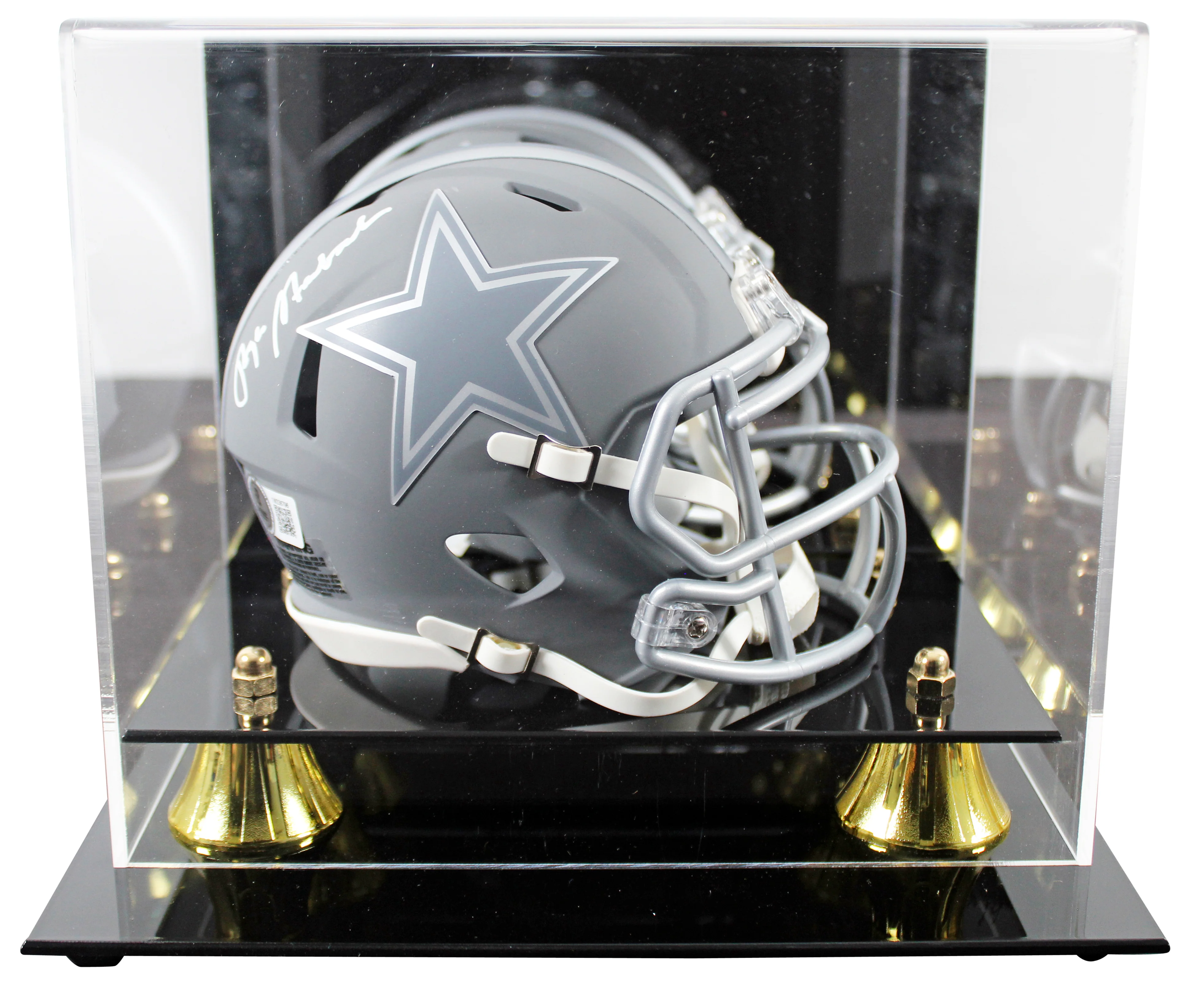 Cowboys Roger Staubach Signed Slate Speed Mini Helmet W/ Case BAS Witnessed - Image 2