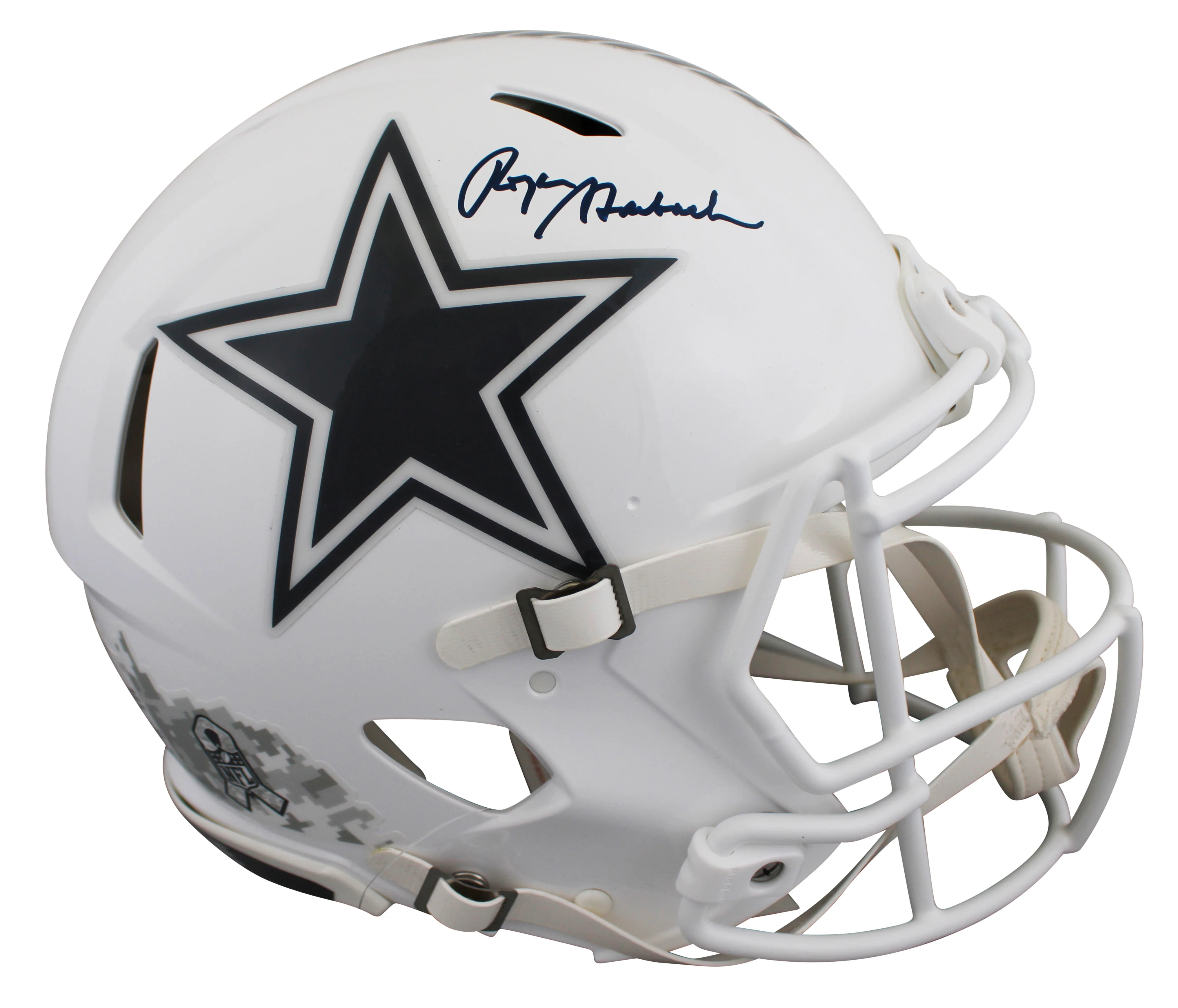 Cowboys Roger Staubach Signed STS III Full Size Speed Proline Helmet BAS Witness - Image 2