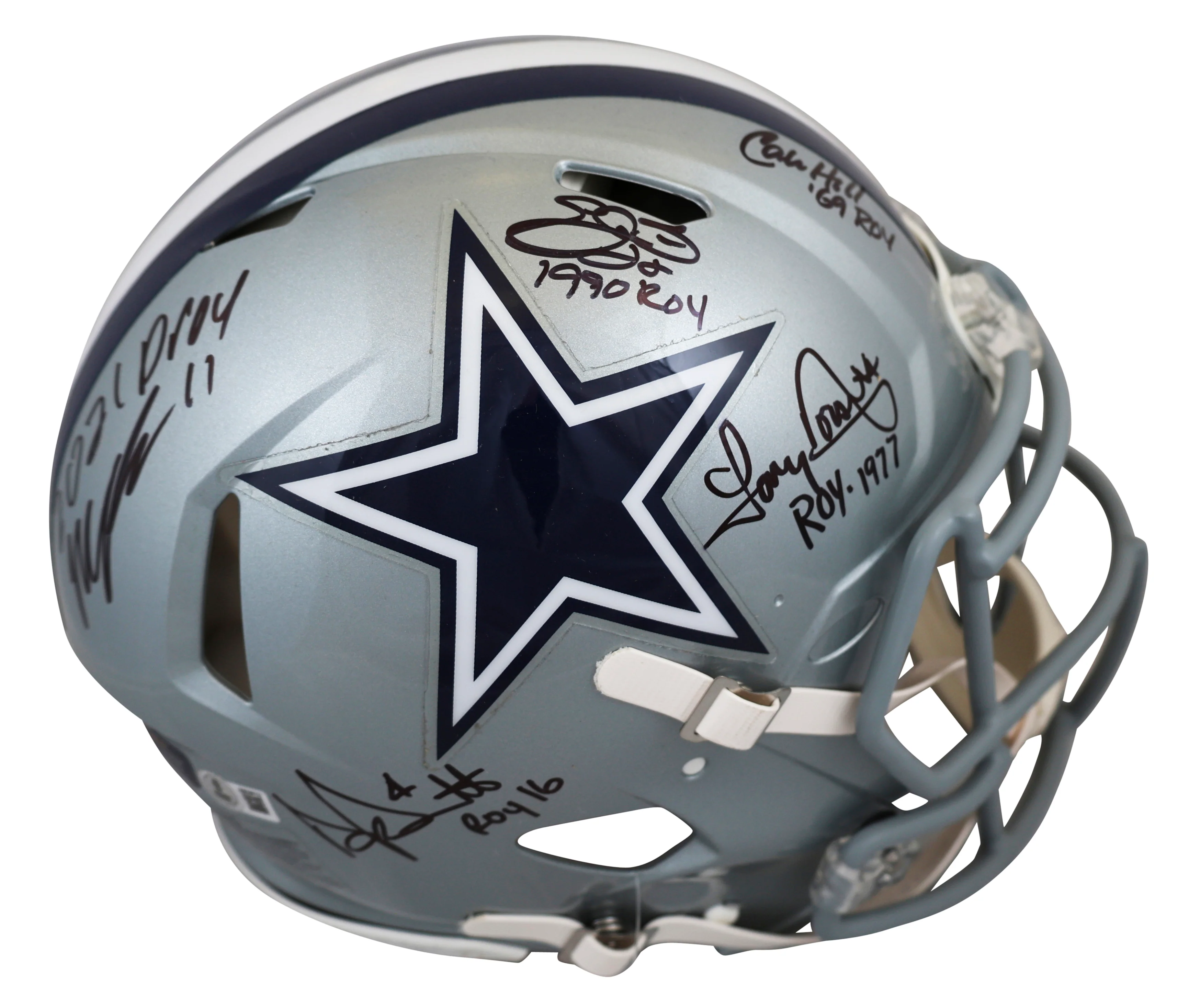 Cowboys Smith, Dorsett, Parsons, Prescott +1 Signed F/S Speed Proline Helmet BAS - Image 2