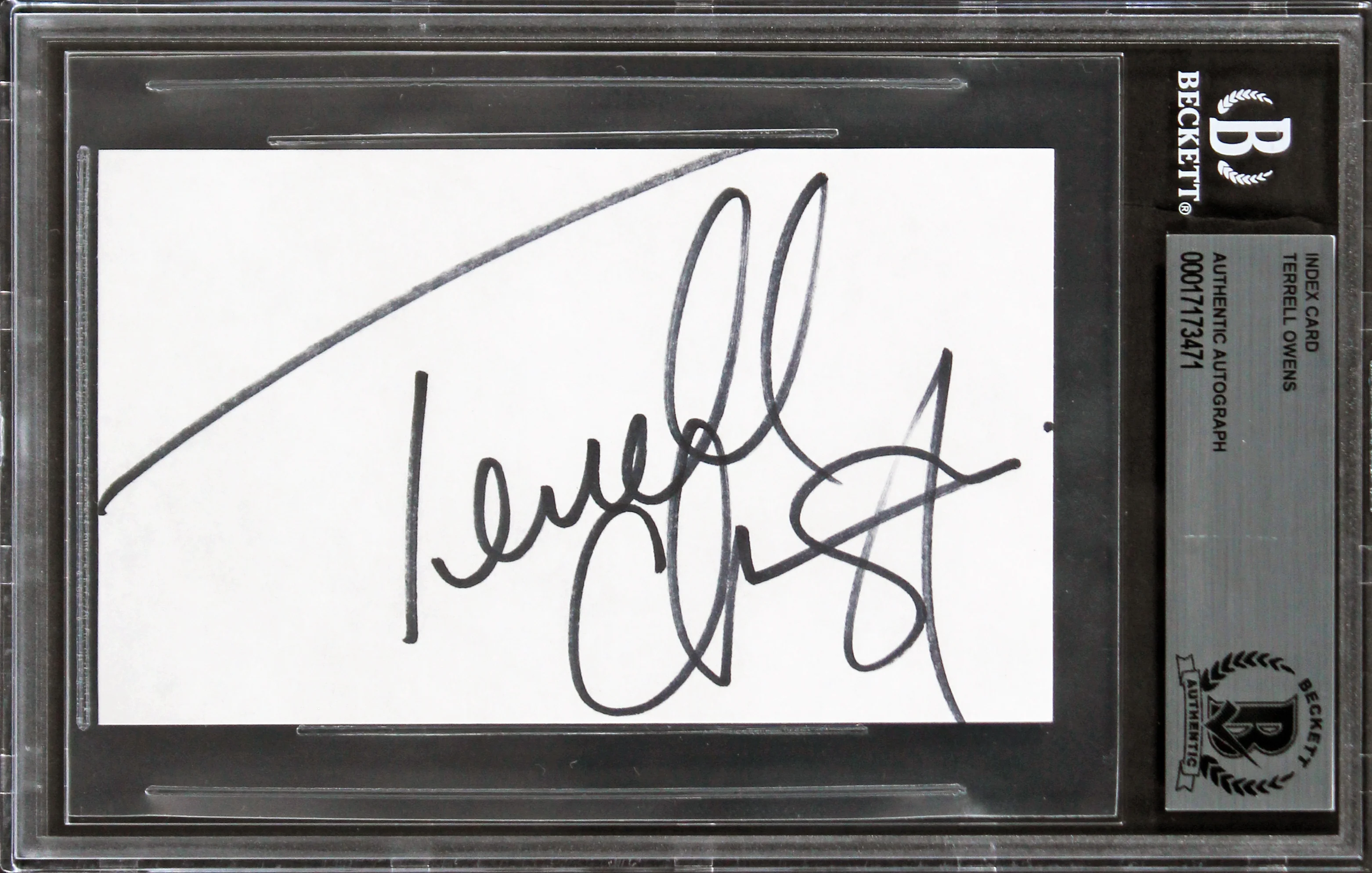 Cowboys Terrell Owens Authentic Signed 3x5 Index Card Autographed BAS Slabbed - Image 2