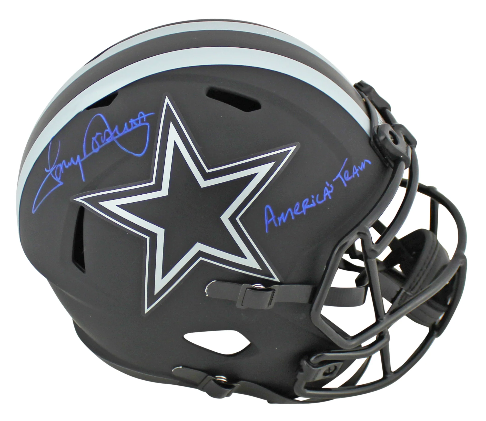 Cowboys Tony Dorsett "America's Team" Signed Eclipse F/S Speed Rep Helmet BAS - Image 2