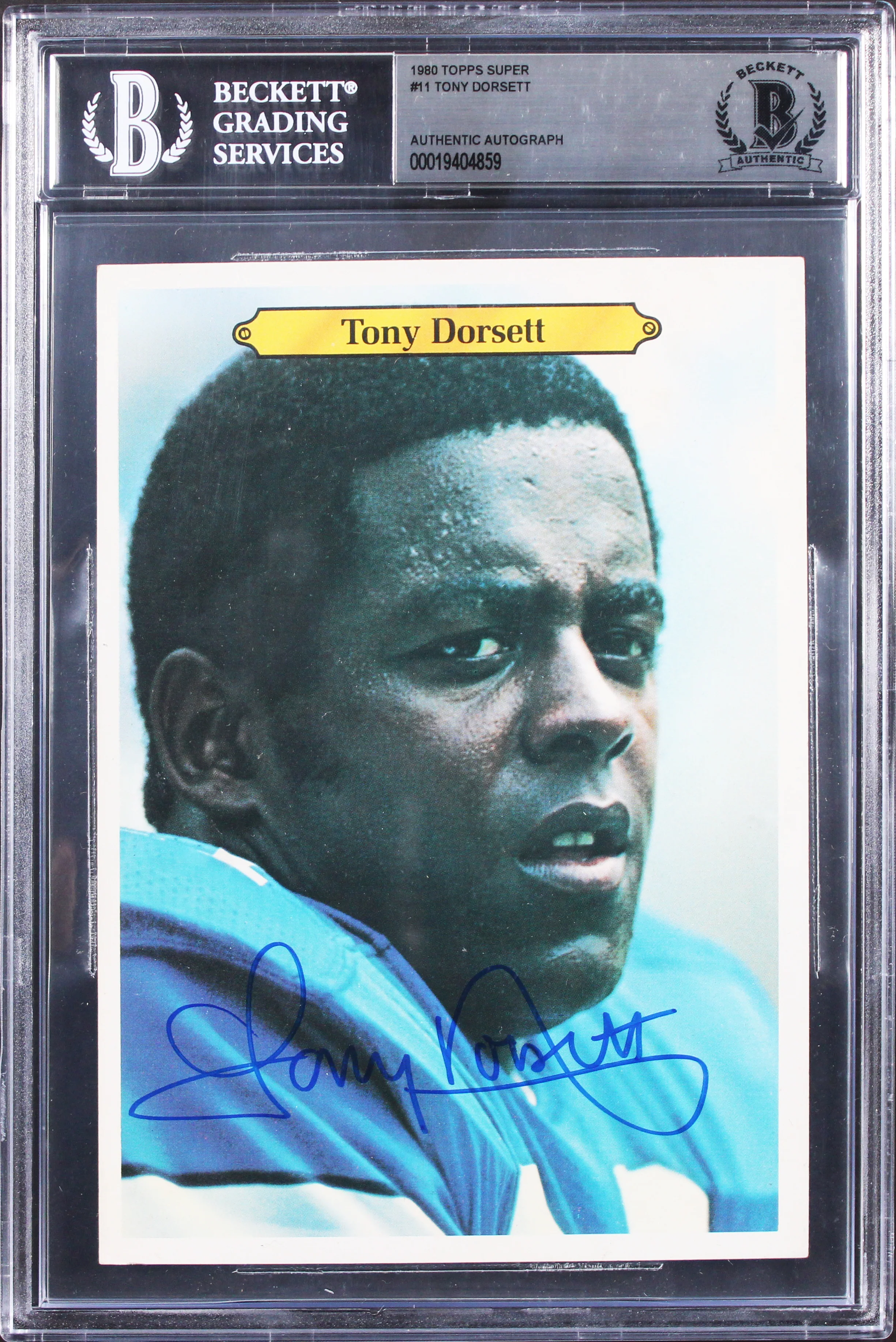 Cowboys Tony Dorsett Authentic Signed 1980 Topps Super #11 5x7 Card BAS Slabbed - Image 2