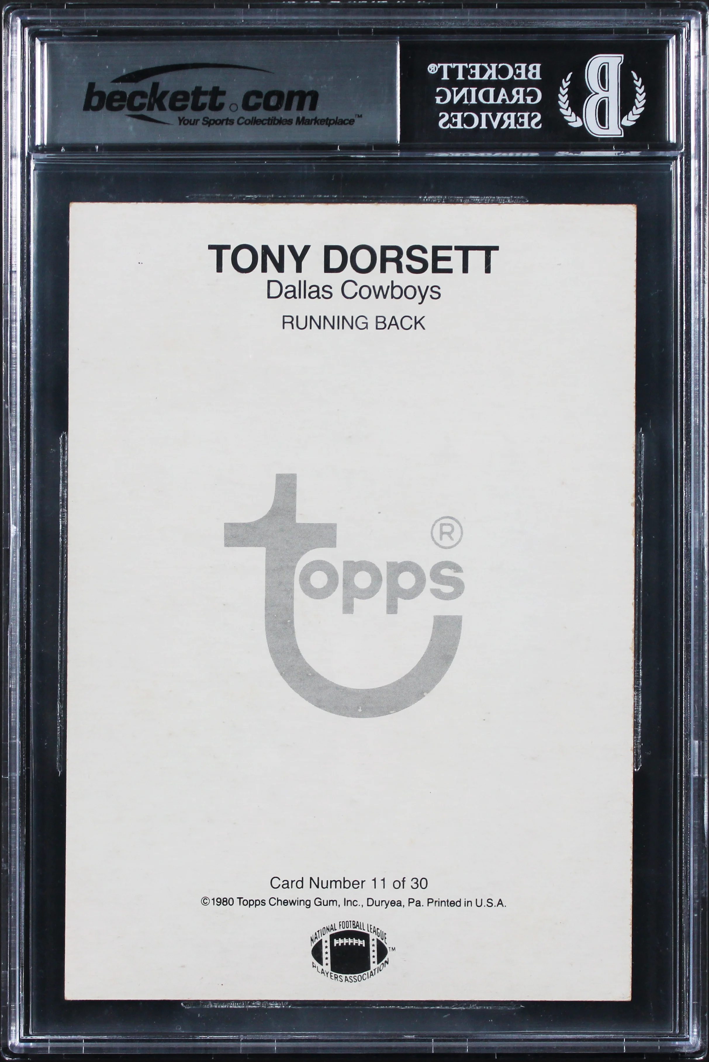 Cowboys Tony Dorsett Authentic Signed 1980 Topps Super #11 5x7 Card BAS Slabbed - Image 3