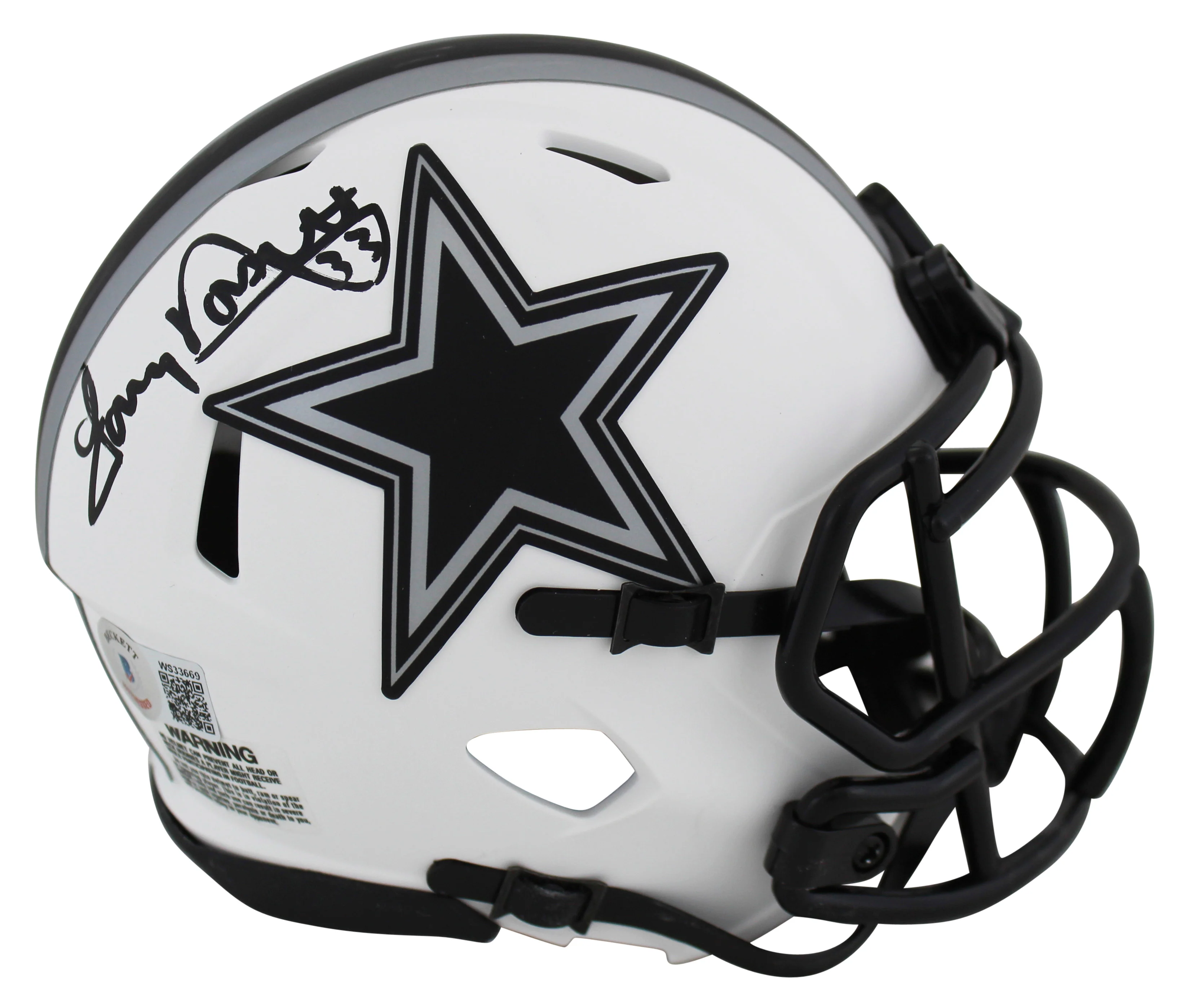 Cowboys Tony Dorsett Authentic Signed Lunar Speed Mini Helmet w/ Black Sig BAS W - Image 2