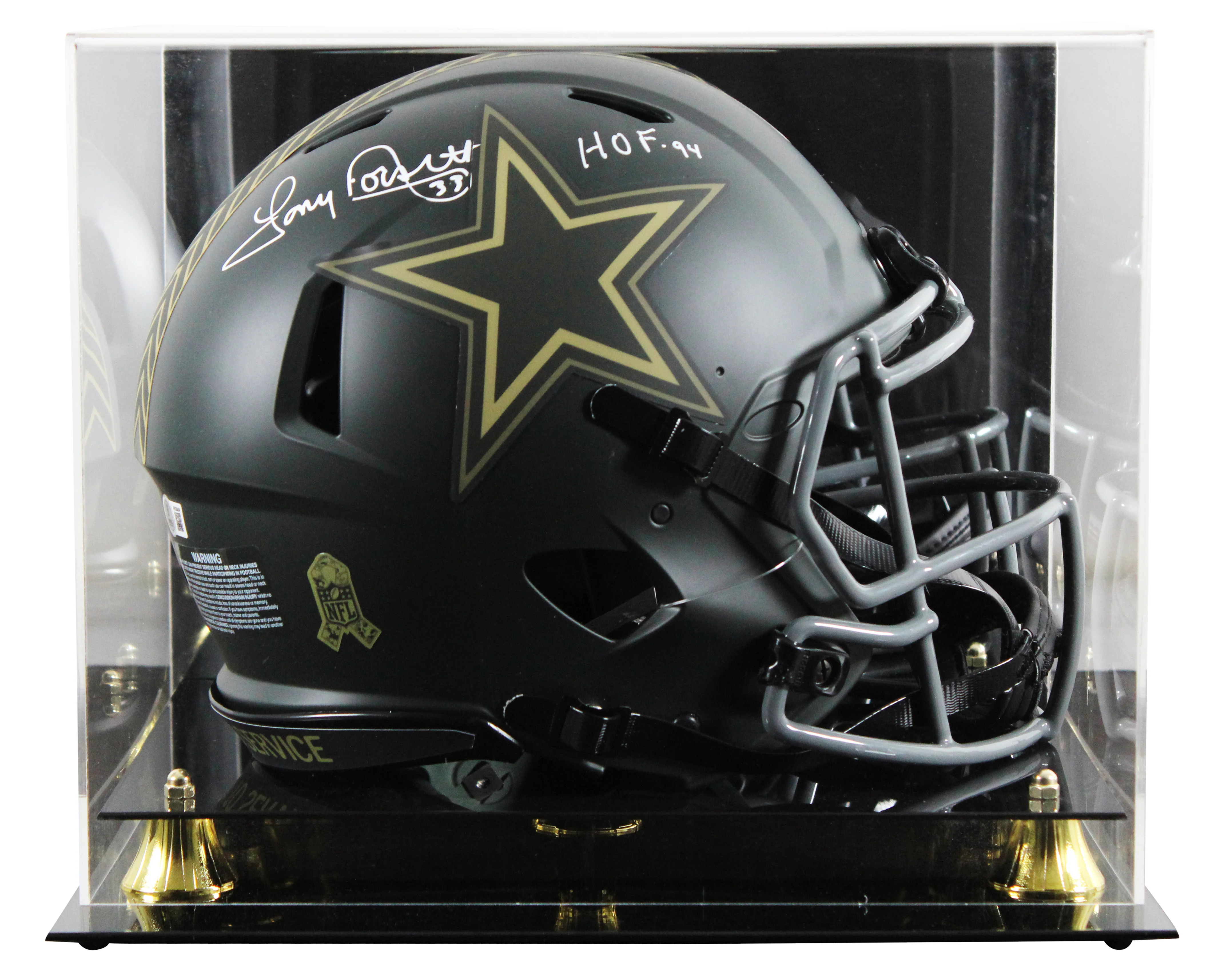 Cowboys Tony Dorsett HOF 94 Signed STS IV F/S Speed Proline Helmet w/ Case BAS W - Image 2