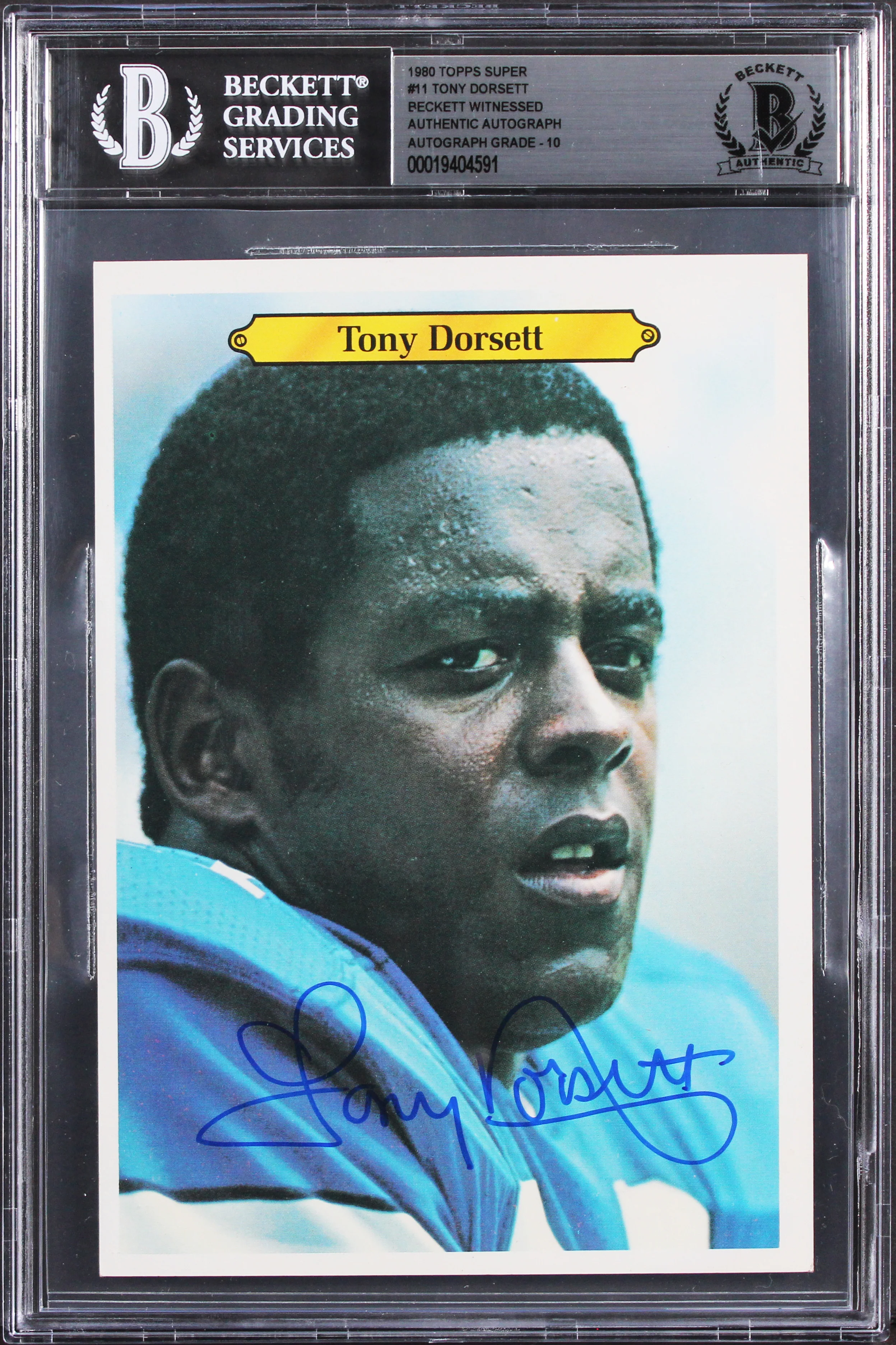 Cowboys Tony Dorsett Signed 1980 Topps Super #11 5x7 Card Auto 10! BAS Slabbed