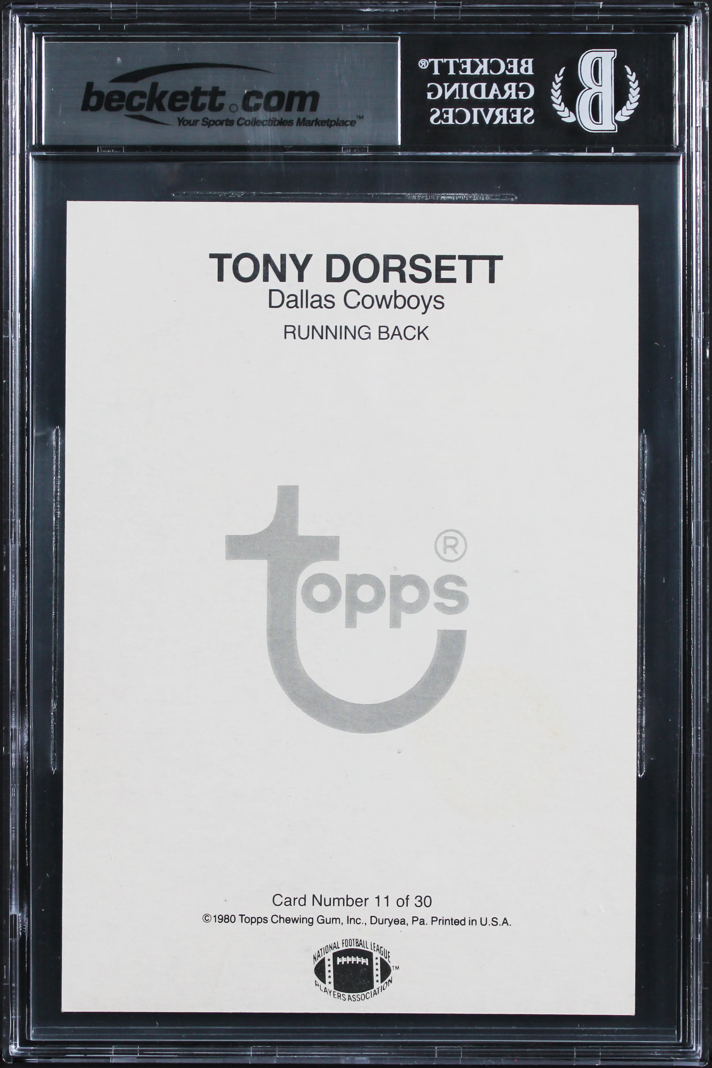 Cowboys Tony Dorsett Signed 1980 Topps Super #11 5x7 Card Auto 10! BAS Slabbed - Image 3